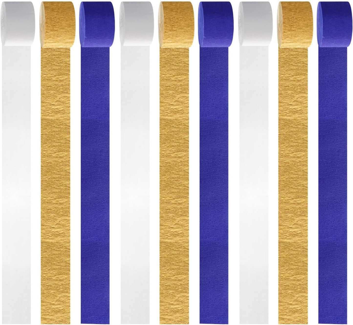 Navy-Blue White-Gold Crepe Paper Streamers / Navy Blue White Gold