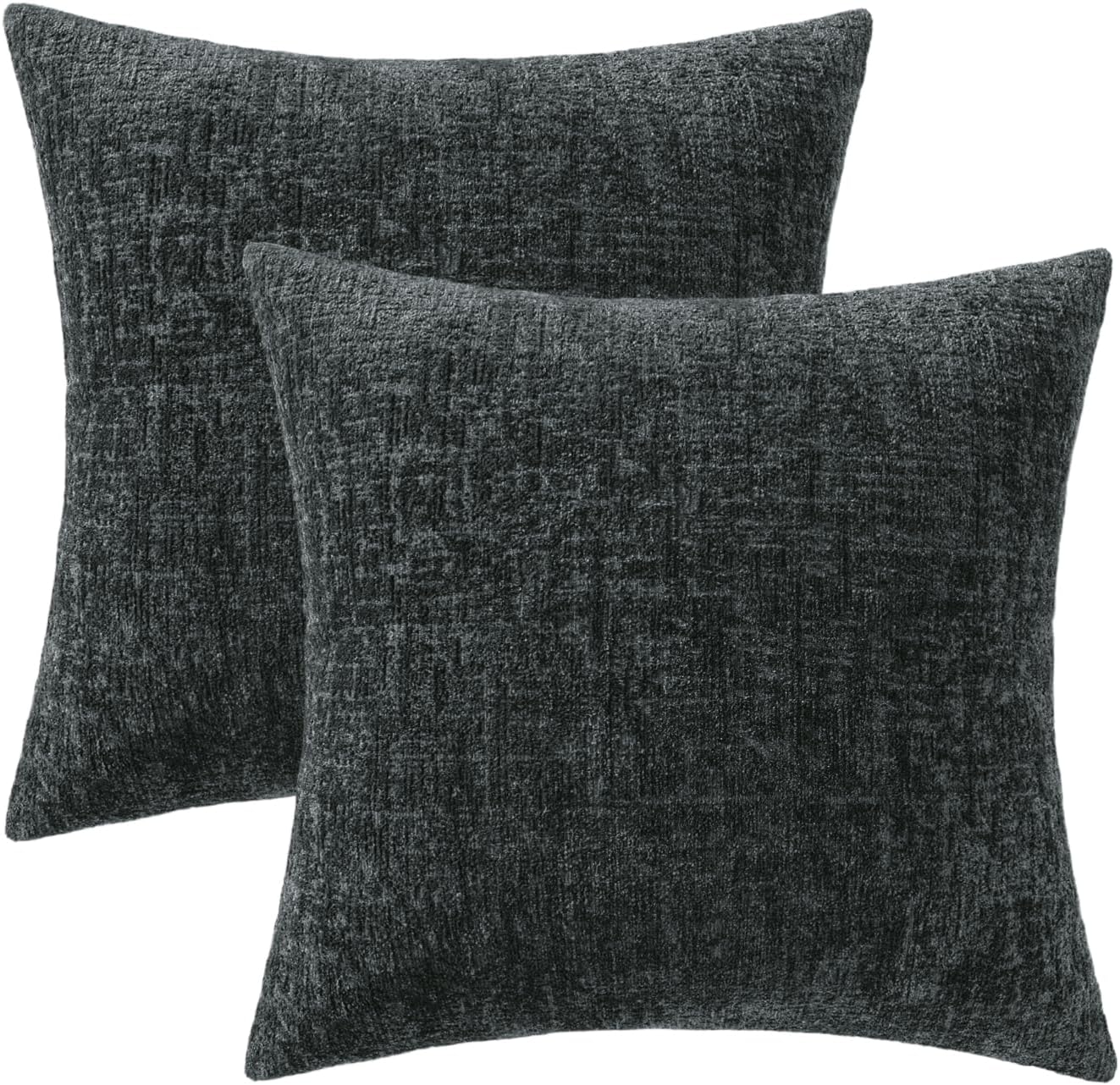 Decorative Throw Pillow Covers Couch Pillow Covers Soft Textured / 18 x 18 / Dark Grey / Set of 2