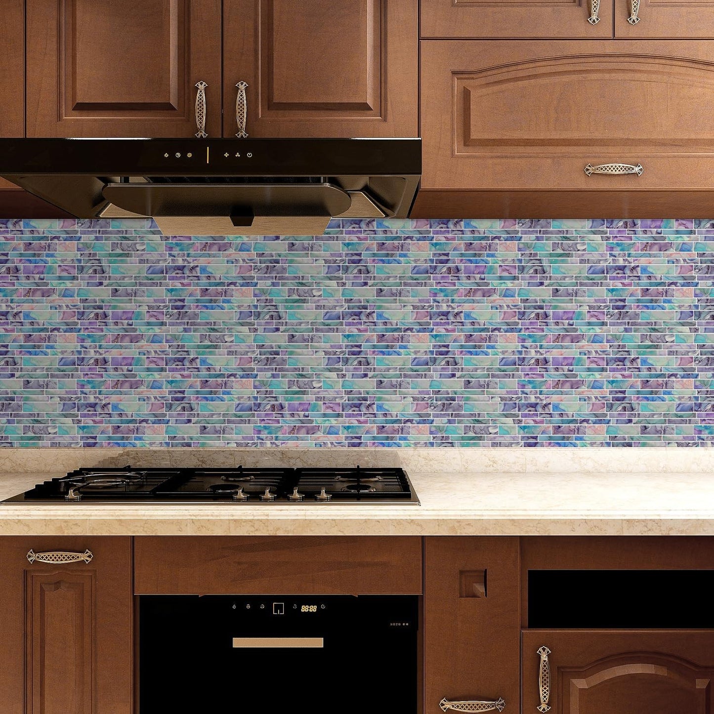 Peel & Stick Backsplash Tile Decals Self-Adhesive Removable / Xy-htp-30-sq / 9.68 x 4.72 / Set of 24