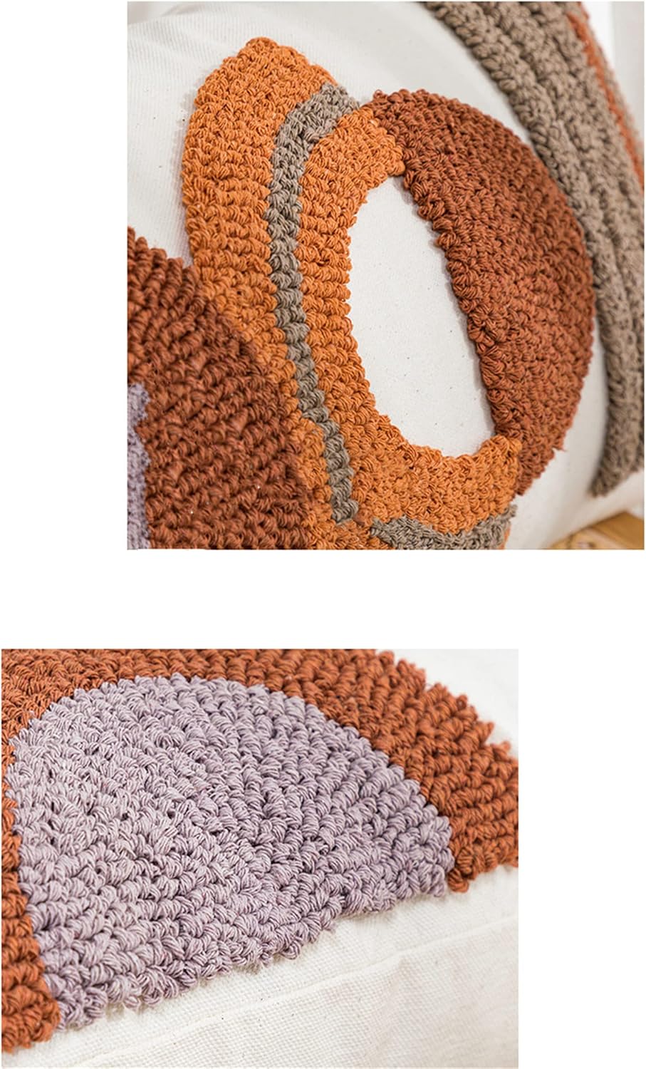 1Pc Boho Tufted Lumbar Pillow Cover / Geometric / 12 x 20