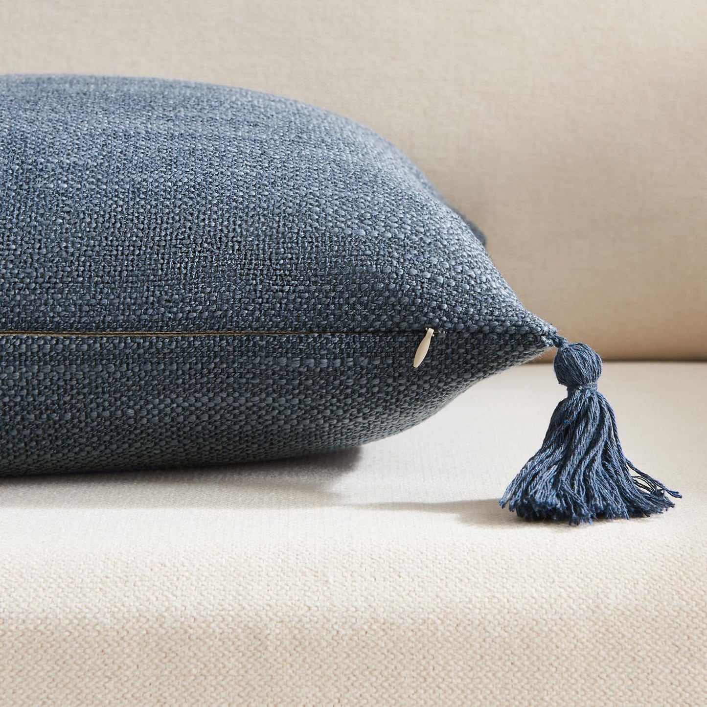 Linen Look Decorative Throw Cushion Covers / Marine Blue / 18 x 18 / Set of 2