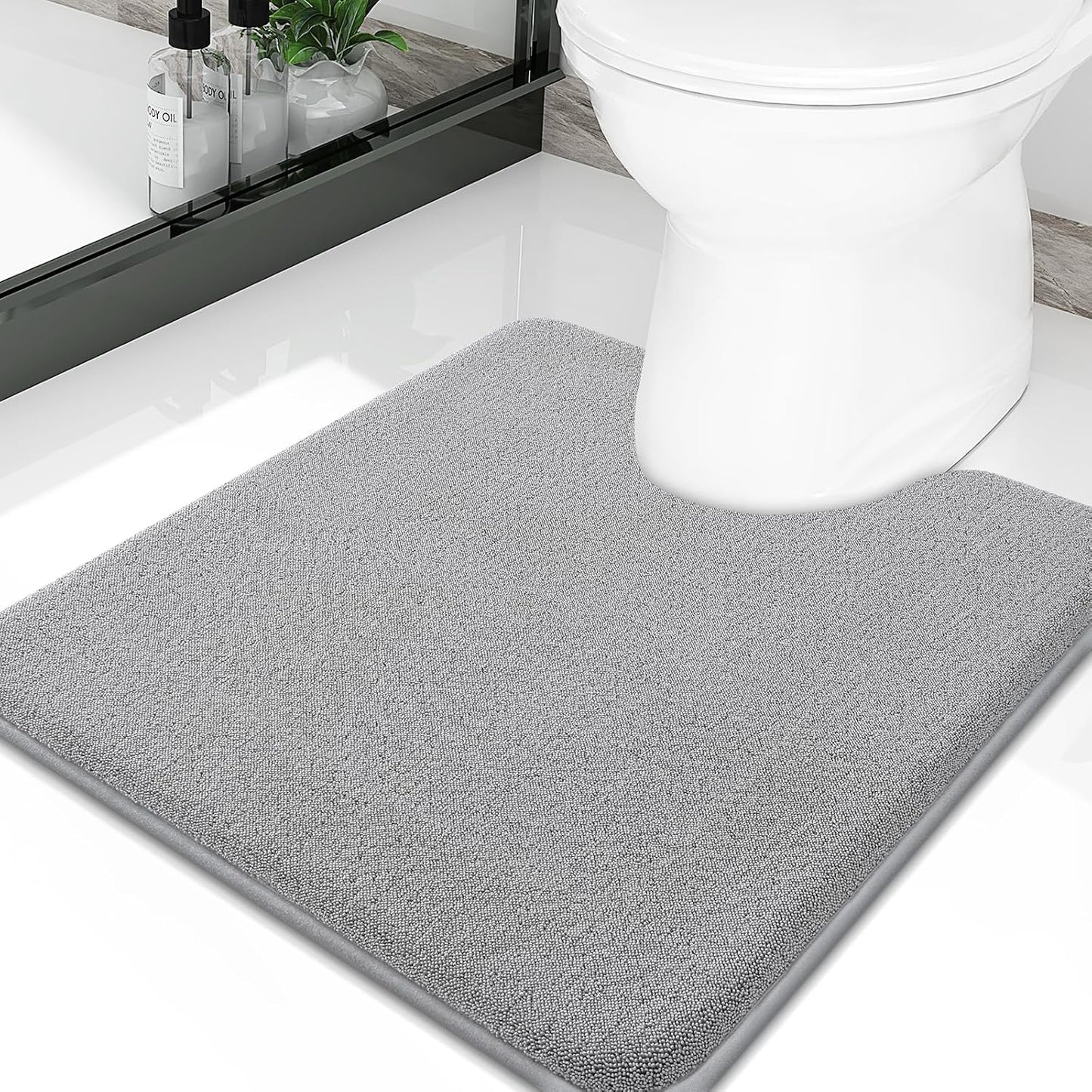 OLANLY Toilet Rugs U-Shaped 24x24, Soft Absorbent Chenille Contour Rugs