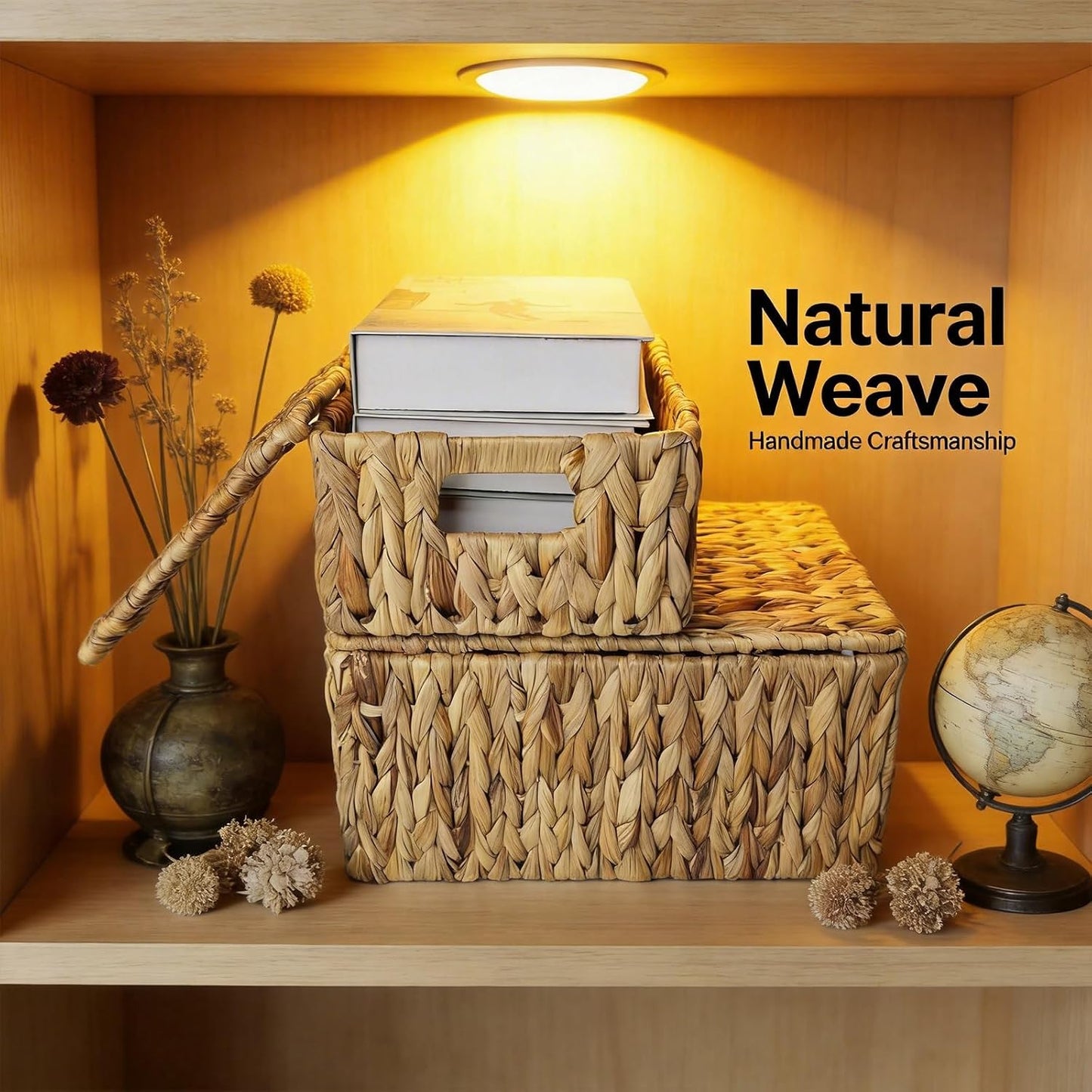 Wicker Storage Baskets / Water Hyacinth Color / Set of 3