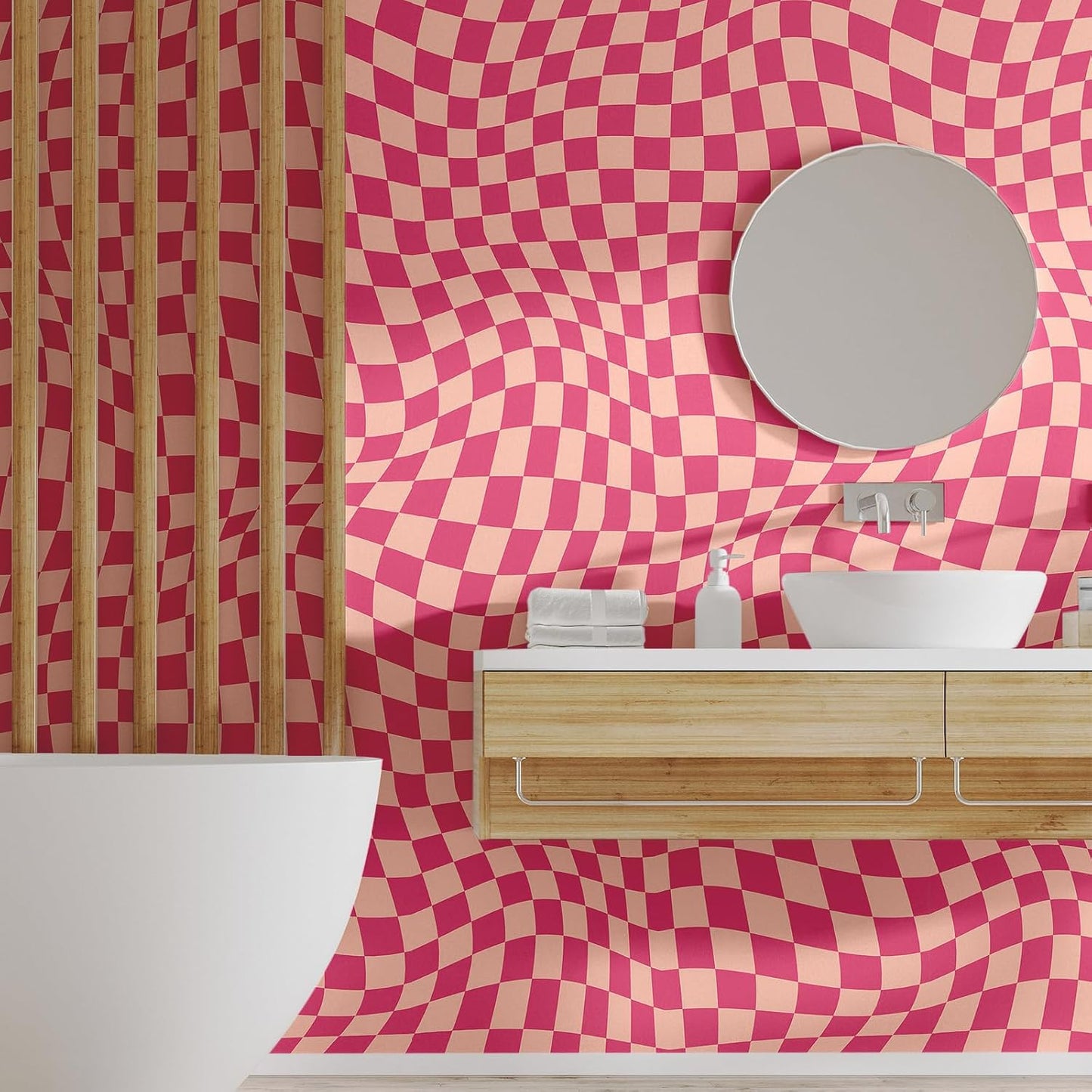 15.75''x118'' Checkered Peel and Stick Wallpaper Aesthetic Removable Contact Paper Preppy / Rose Red