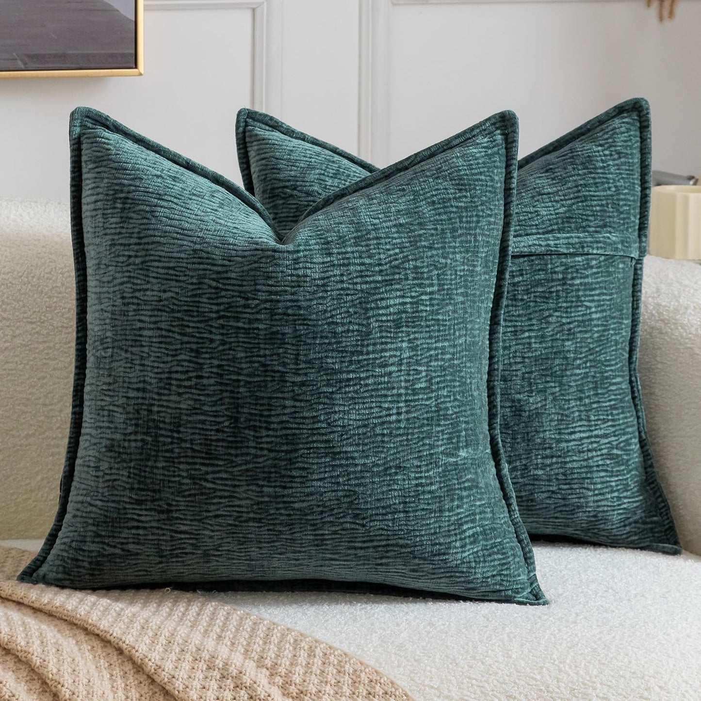 MIULEE Soft Corduroy Decorative Throw Pillow Covers Blue Navy Series 24x24