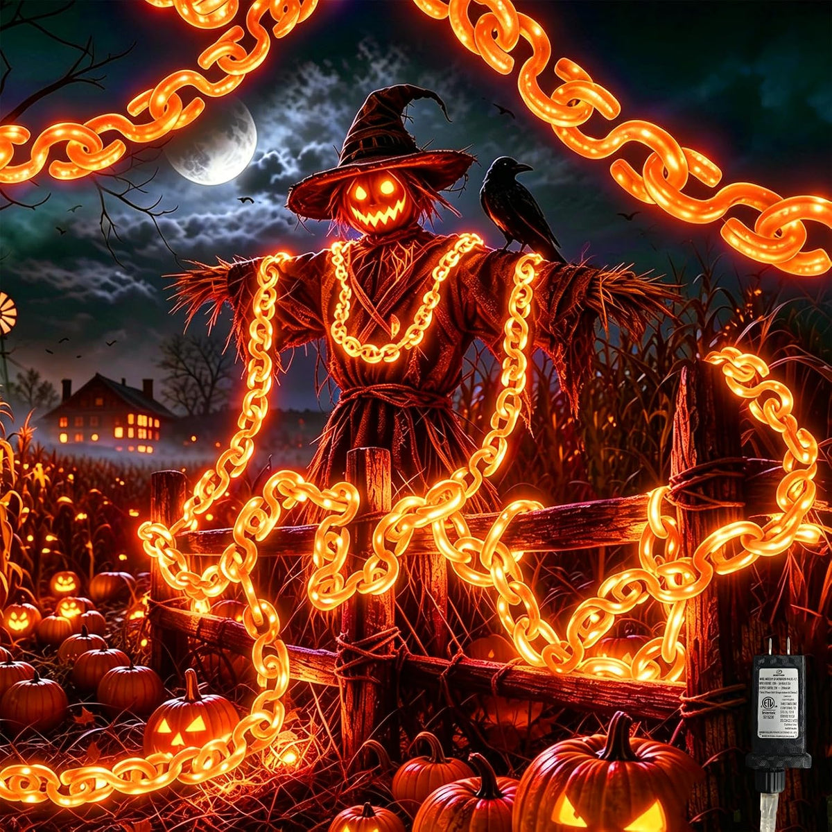 16.4 ft Halloween Chain Lights, Outdoor Orange Halloween Lights