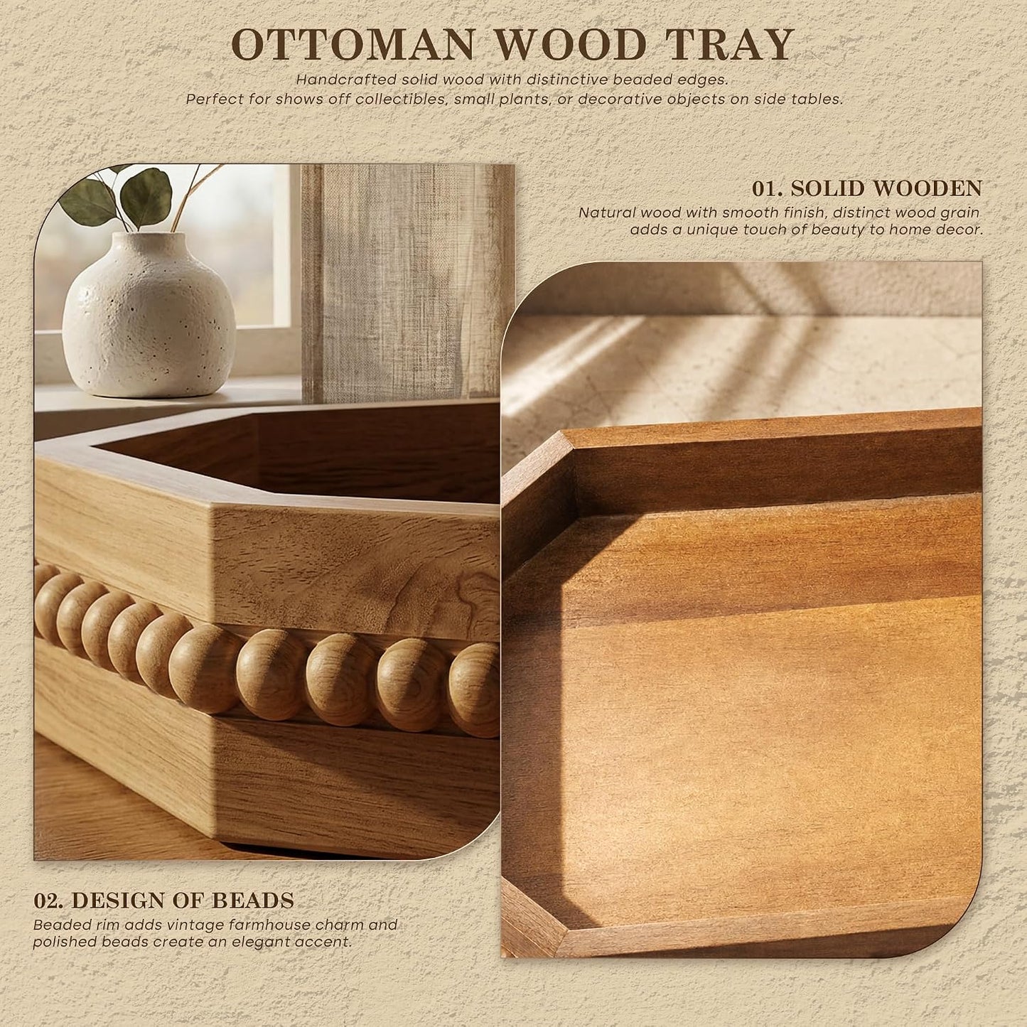 Wood Rustic Decorative Tray / Acacia
