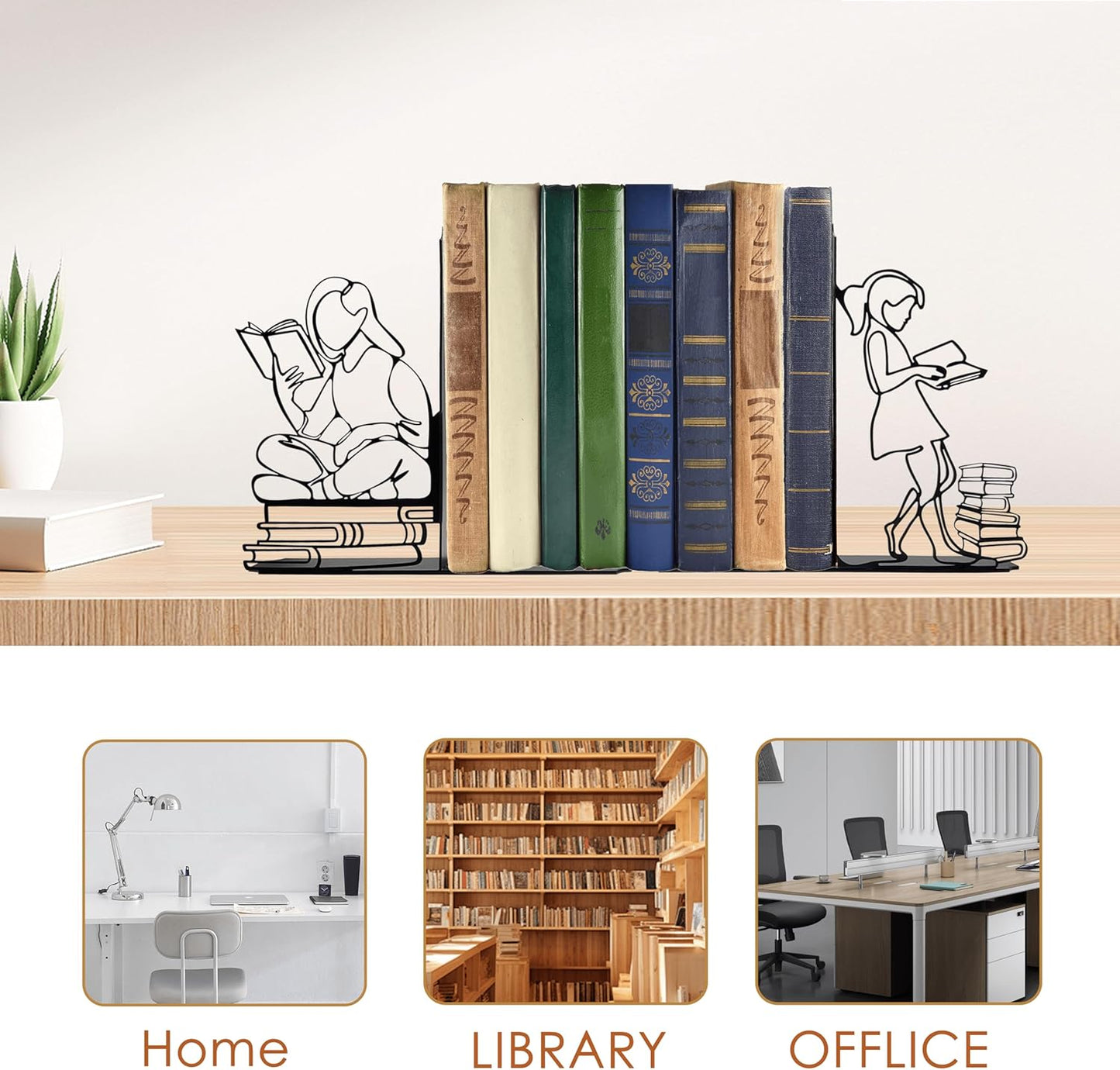 Durable Metal Book Holders / Black / 6.3 x 4.5 x 1.2