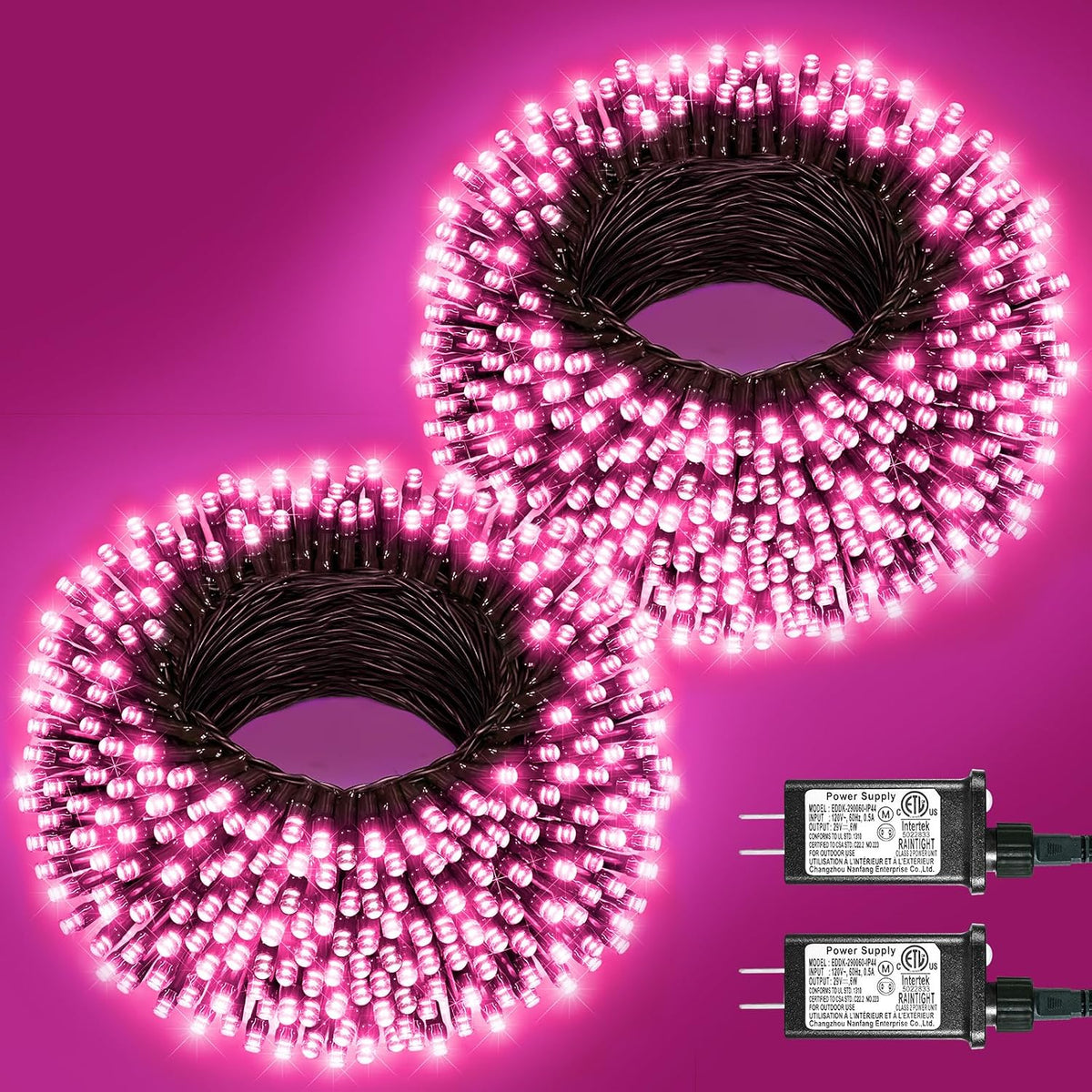 2 Pack Christmas Lights Outdoor, Total 200FT 600 LED Christmas Tree Lights
