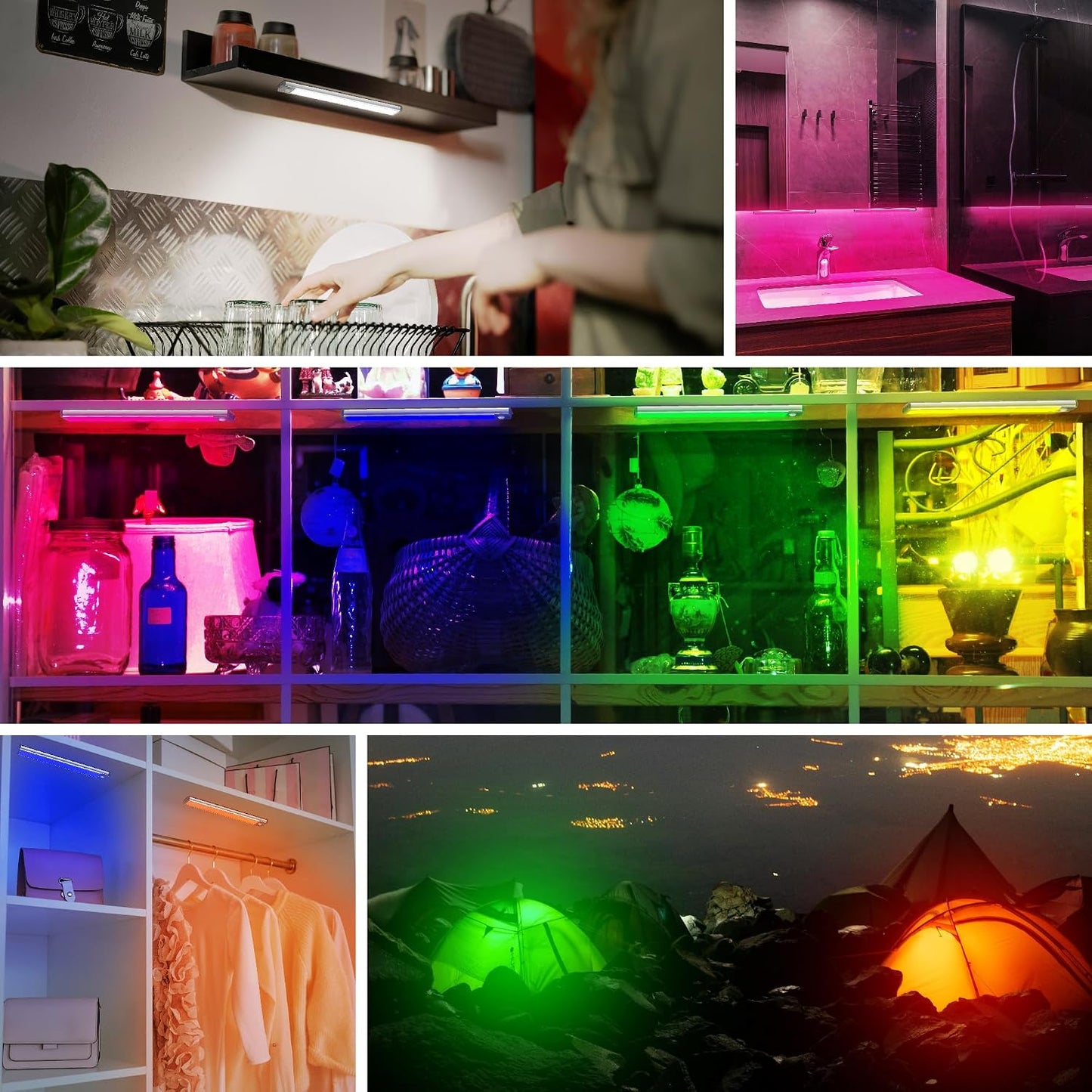 LEPOTEC Wall Lights, 10" Under Cabinet Lighting with Music Sync, 2200mAh Rechargeable Wireless Motion Sensor Gaming