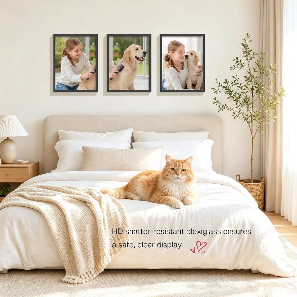 12x16 Picture Frame 3 Pack, Wall Mount Display, Black Wood Grain | Fits 12x16 Photos or Posters, Clear Shatterproof