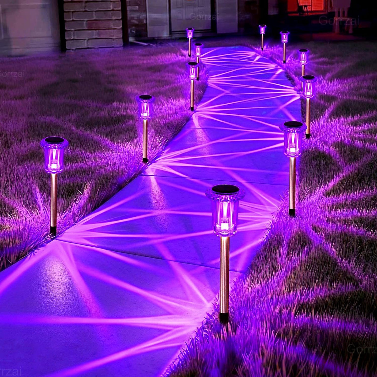 Halloween Solar Lights Outdoor 15 Pack LED Purple Pathway Lights