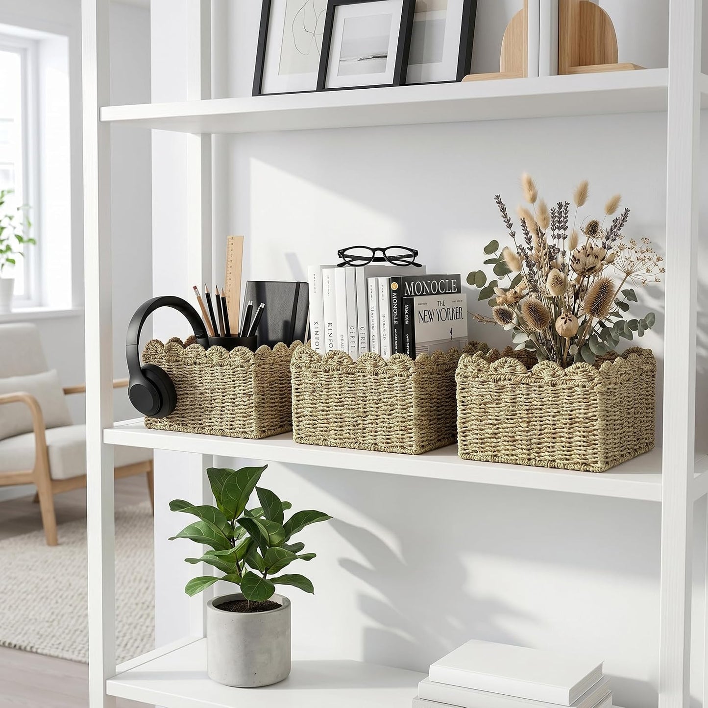 Woven Organizer for Closet / 12.6"L x 8.7"W x 6.7"H / Gray / 12.6 x 8.7 x 6.7
