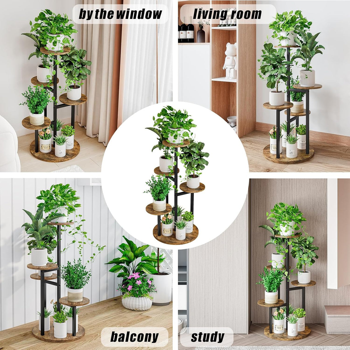 INGIORDAR 5 Tier Plant Stand Indoor Corner Tiered Holder Shelf Display Rack | Multiple Plants with MDF Top Board Metal