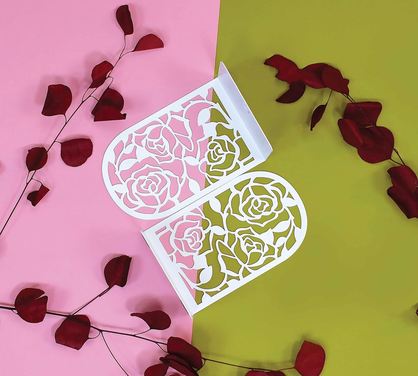 Book Stopper Metal Book Ends / Rose White