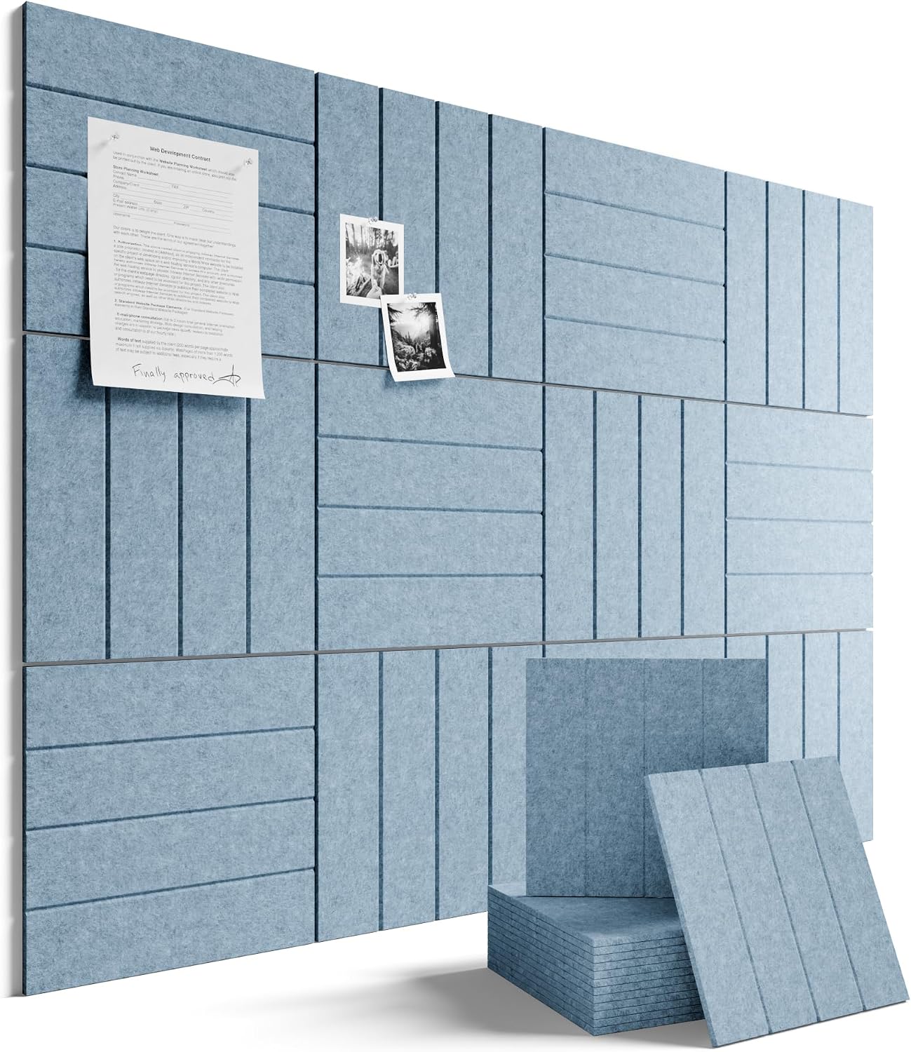 Fluxynara 48" x 36" Large Felt Bulletin Board, Dusty Blue