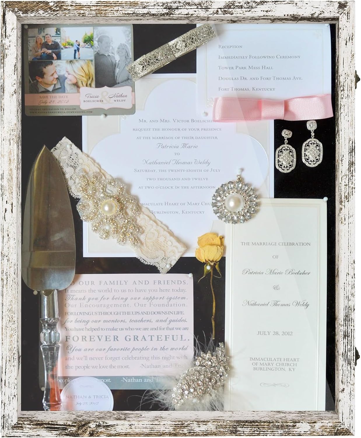 Large Shadow Box Frame 16x20 Display Case, White Wedding Bouquet Memory Box | Hinged Front Open Door with Plexiglass