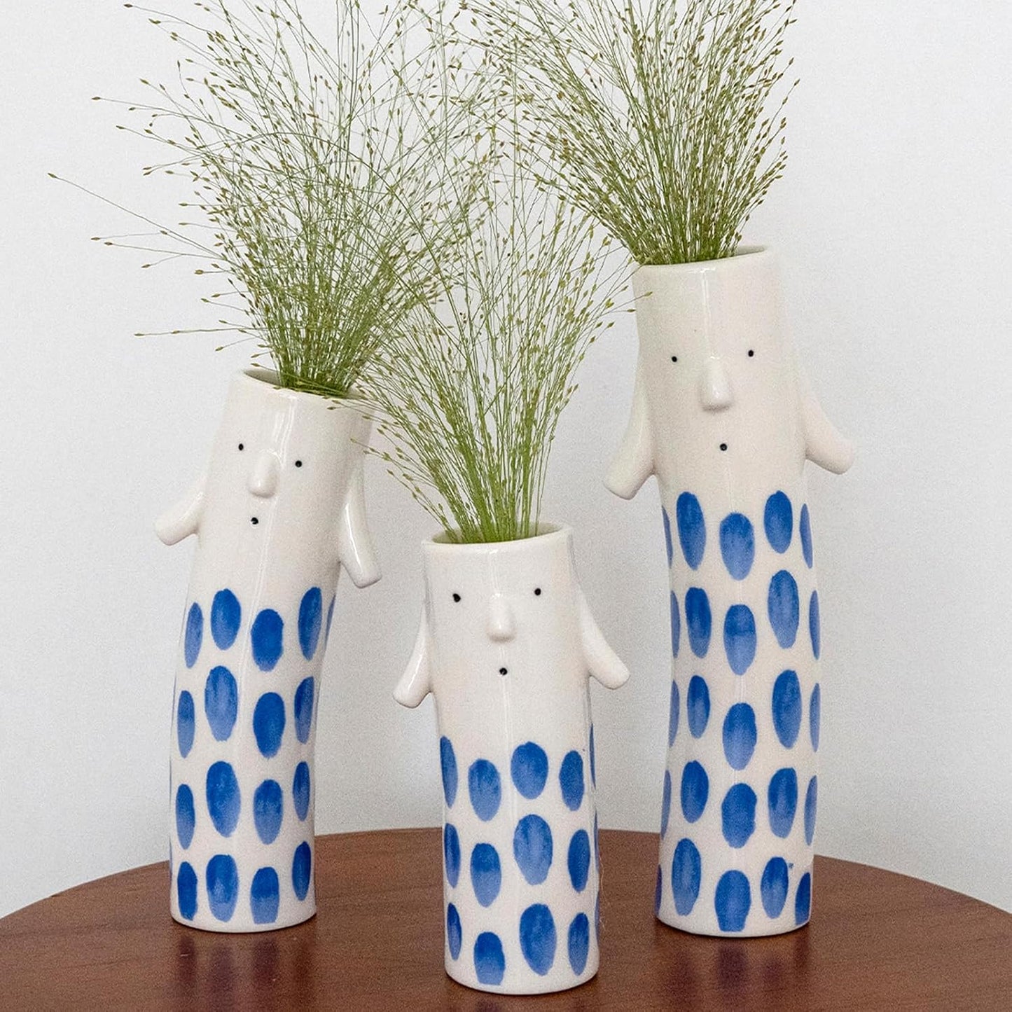 Unique Ceramic Bud Vases for Small Flower / Family Vase Blue / Set of 3