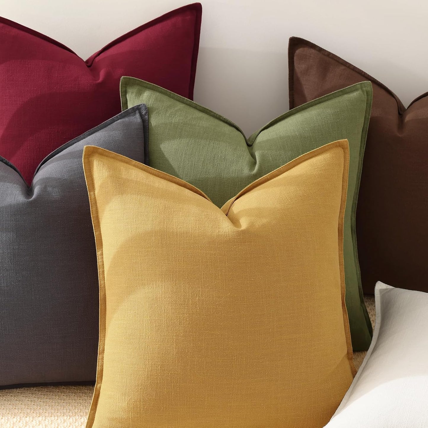 Fall Decorative Linen Throw Pillow Covers Pillow Covers / Cream White / 18 x 18 / Set of 2