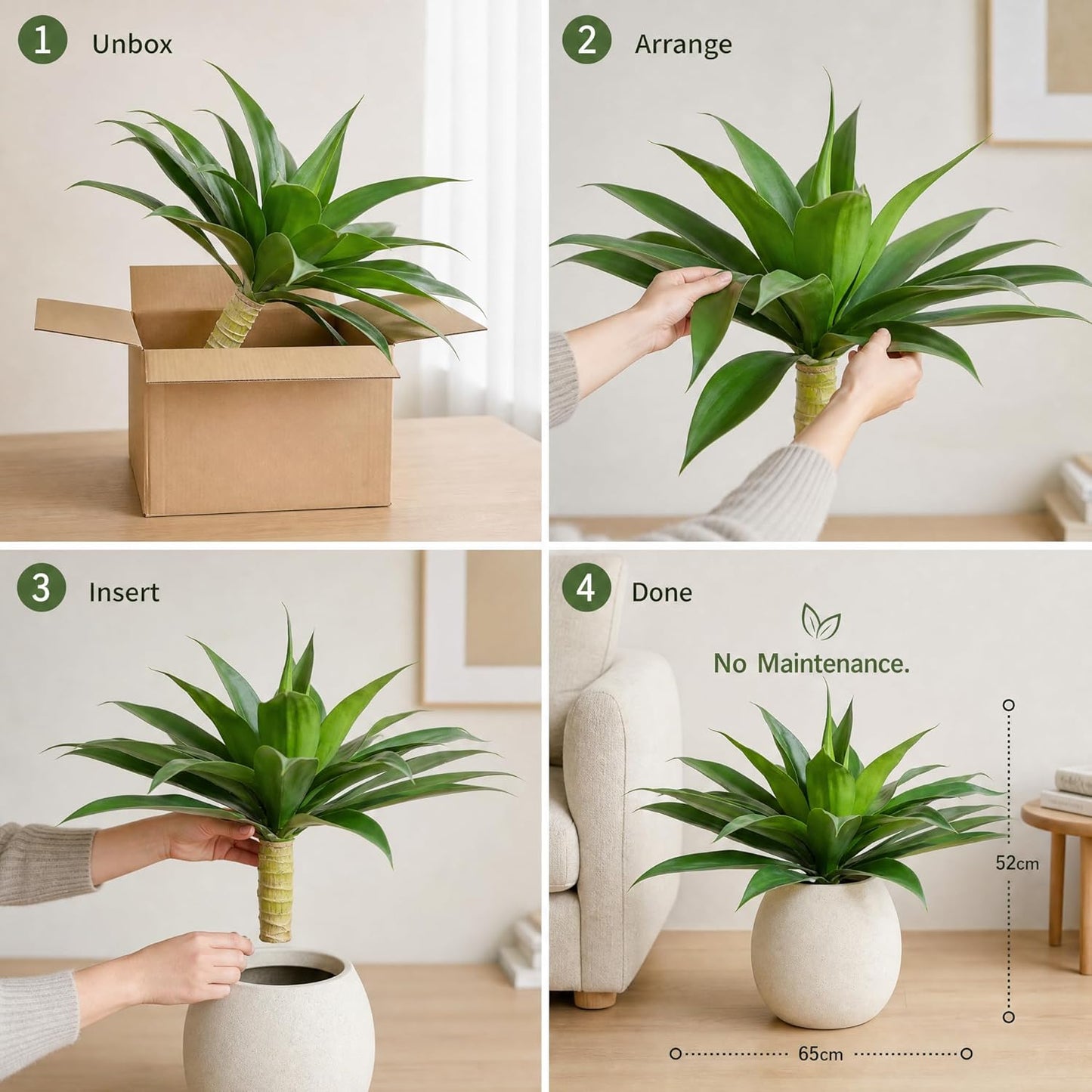 Artificial Outdoor Agave Plant / 22"green-2 / 2 Inch