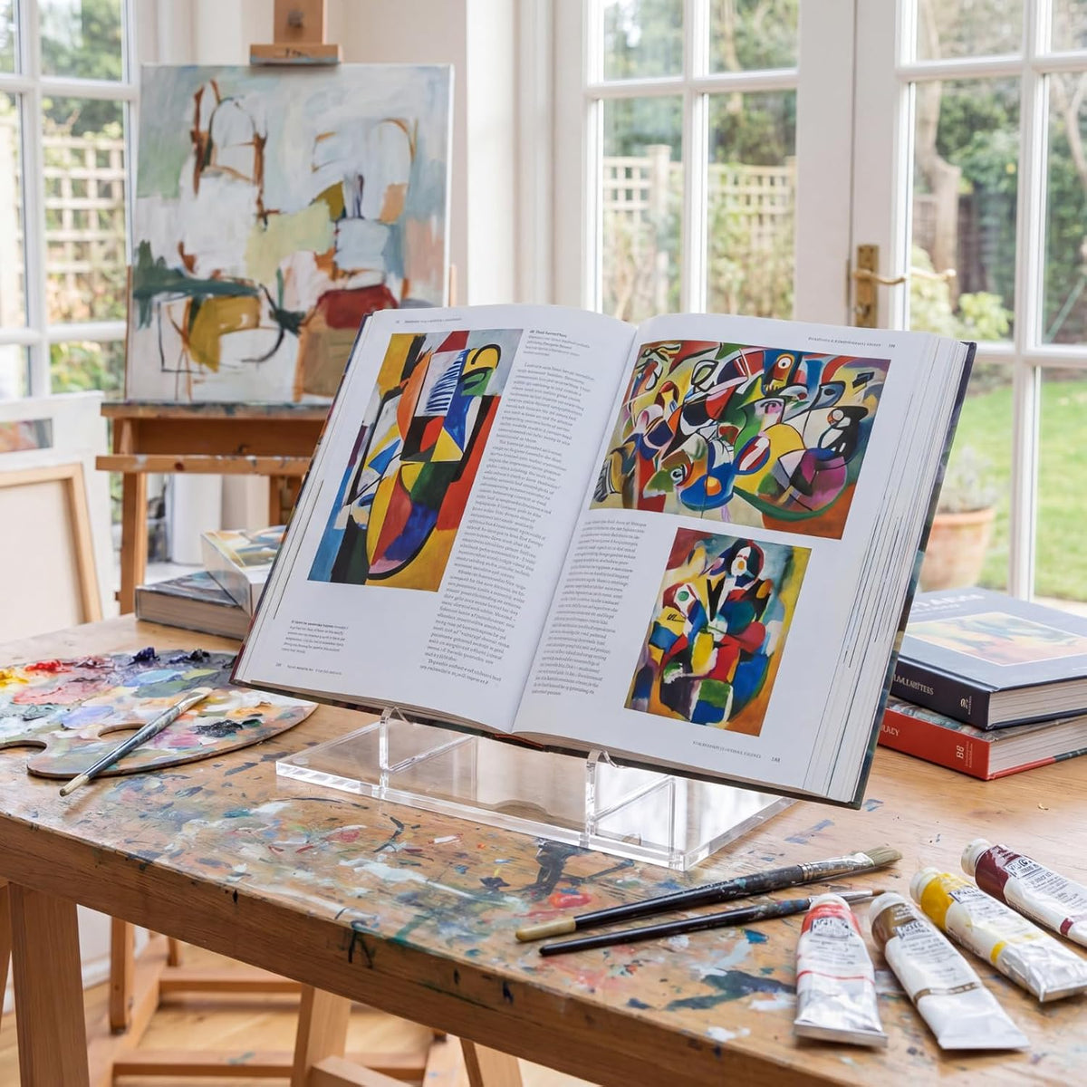 Jetec Acrylic Book Stand Clear Easel Stand for Display Acrylic Plate Postcard Picture Display Holder for Picture Book