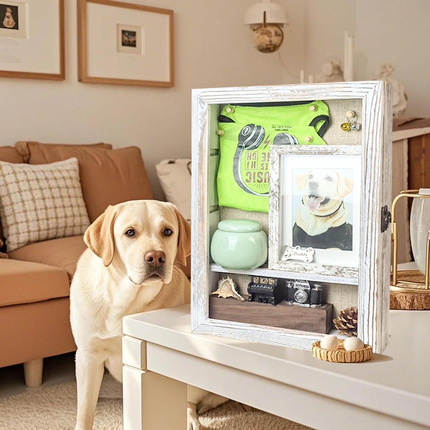 White 11x16 Large Shadow Box Frame Deep Shadow Box with Shelves Memorial Shadow Box Display Case with Linen Back for