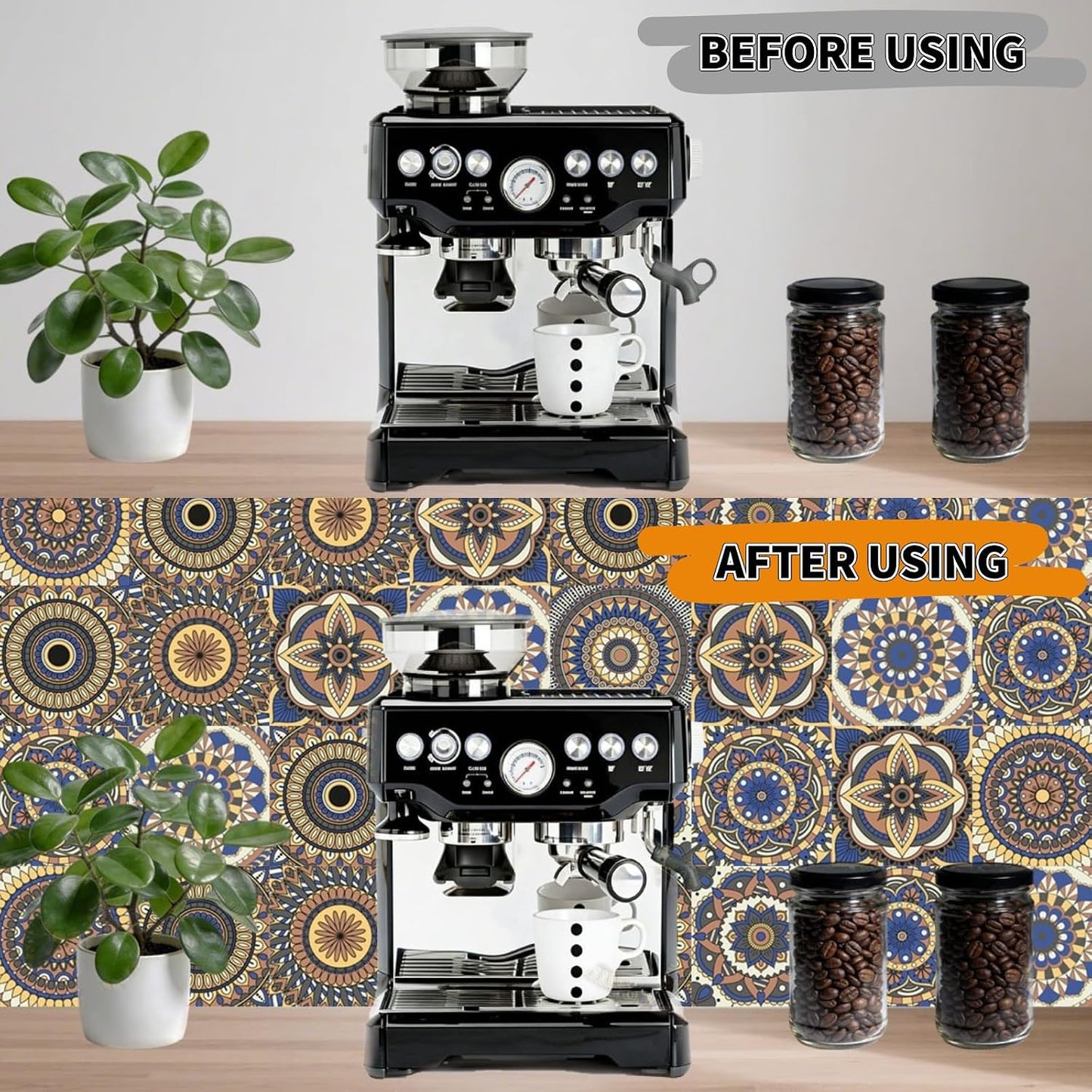PVC Peel and Stick Tile Stickers Waterproof Removable Backsplash / Style E / 3.94 x 3.94 / Set of 24