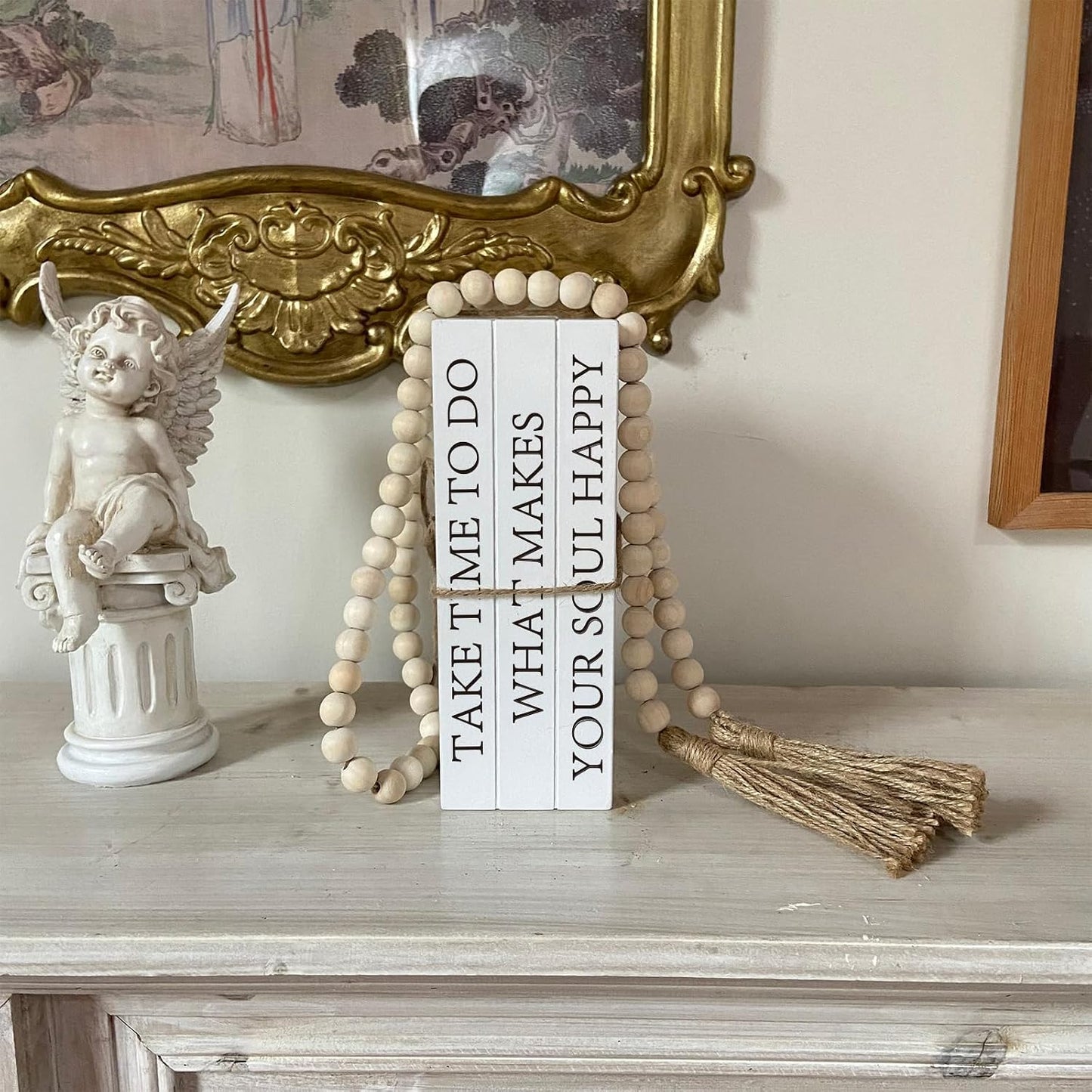 Faux Books for Decoration / TAKE TIME TO DO / White / 52 Inch