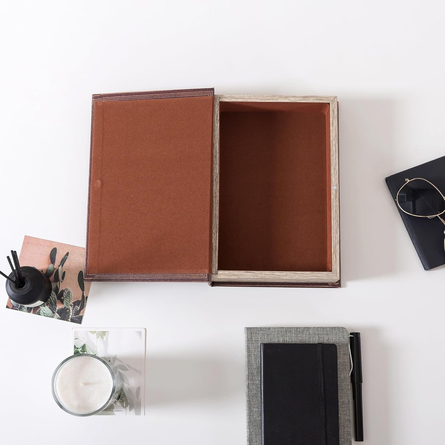 Faux Book Storage Box / Vintage Brown / 10 x 6.7 x 1.8