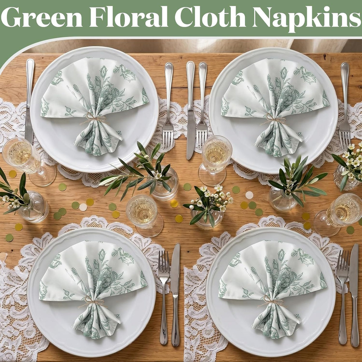 12 Pcs Floral Cloth Napkins 6 Patterns Washable Dinner Tea Party Napkins Reusable Plant Flowers Square Napkin Cotton