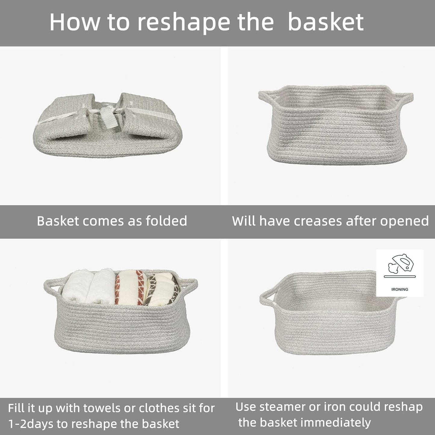 Woven Cotton Rope Storage Basket / Light Grey