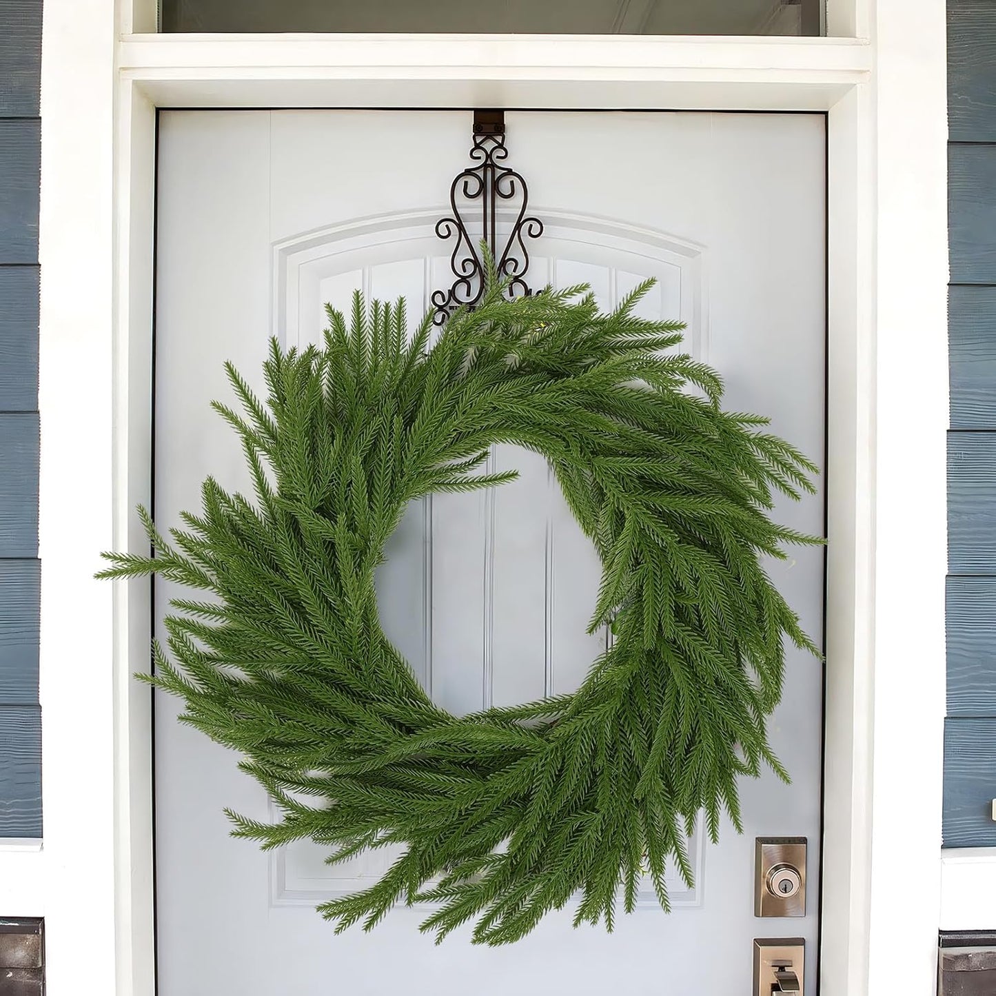 Hananona 2Pcs 6Ft Artificial Norfolk Pine Garlands, Real Touch Winter Pine Garland, Green Artificial Greenery Garland