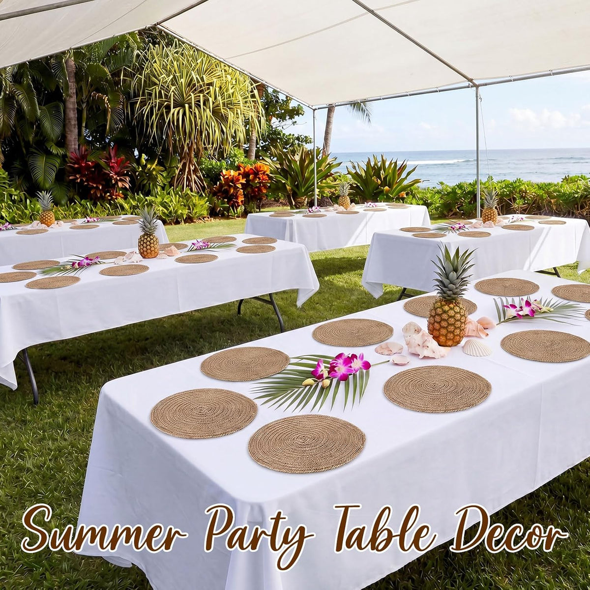 12 Inch Round Woven Placemats Set of 12 Burlap Boho Jute Charger Bulk Rustic Vintage Natural Brown Heat Resistant