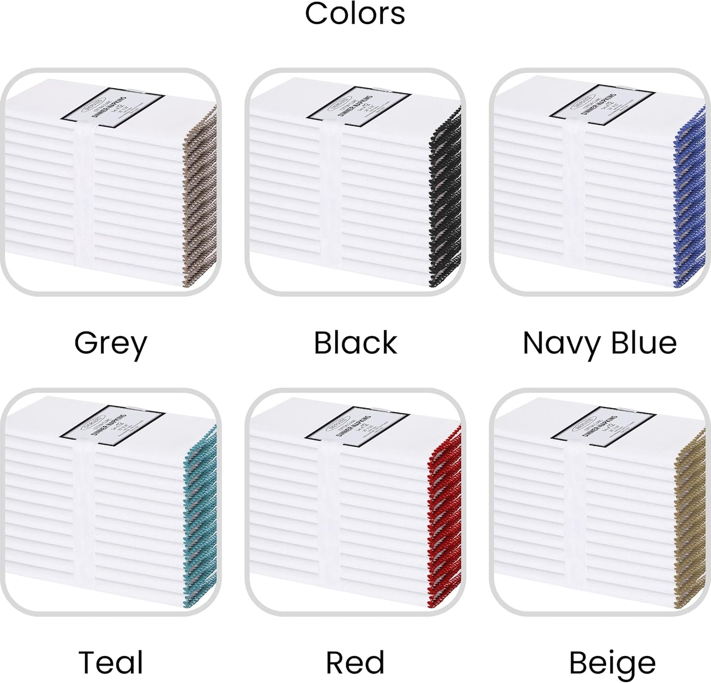 Cloth Napkins with Trim - Everyday Use Table Dinner Napkins - Soft Durable Washable - Ideal for Dinner Party Wedding