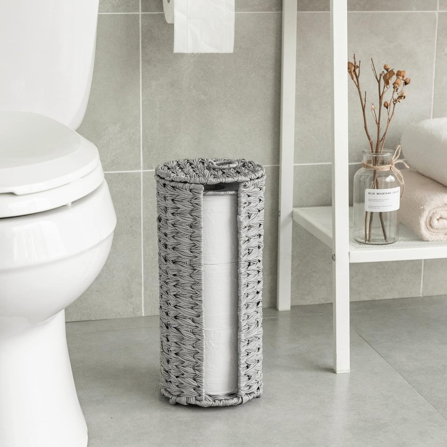 GRANNY SAYS Toilet Paper Storage with Lid, Wicker Toilet Paper Holder | Toilet Paper Holder Stand with Storage, Woven