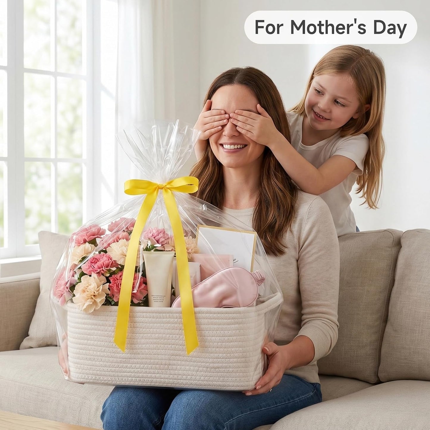 Woven Baby Shower Basket for Nursery & Pet Toys / White / Medium: 13.5l*10w*6h
