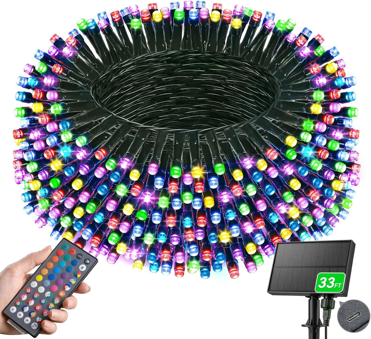 LitHome Color Changing Solar Christmas String Lights Outdoor, 33 FT 100 LED