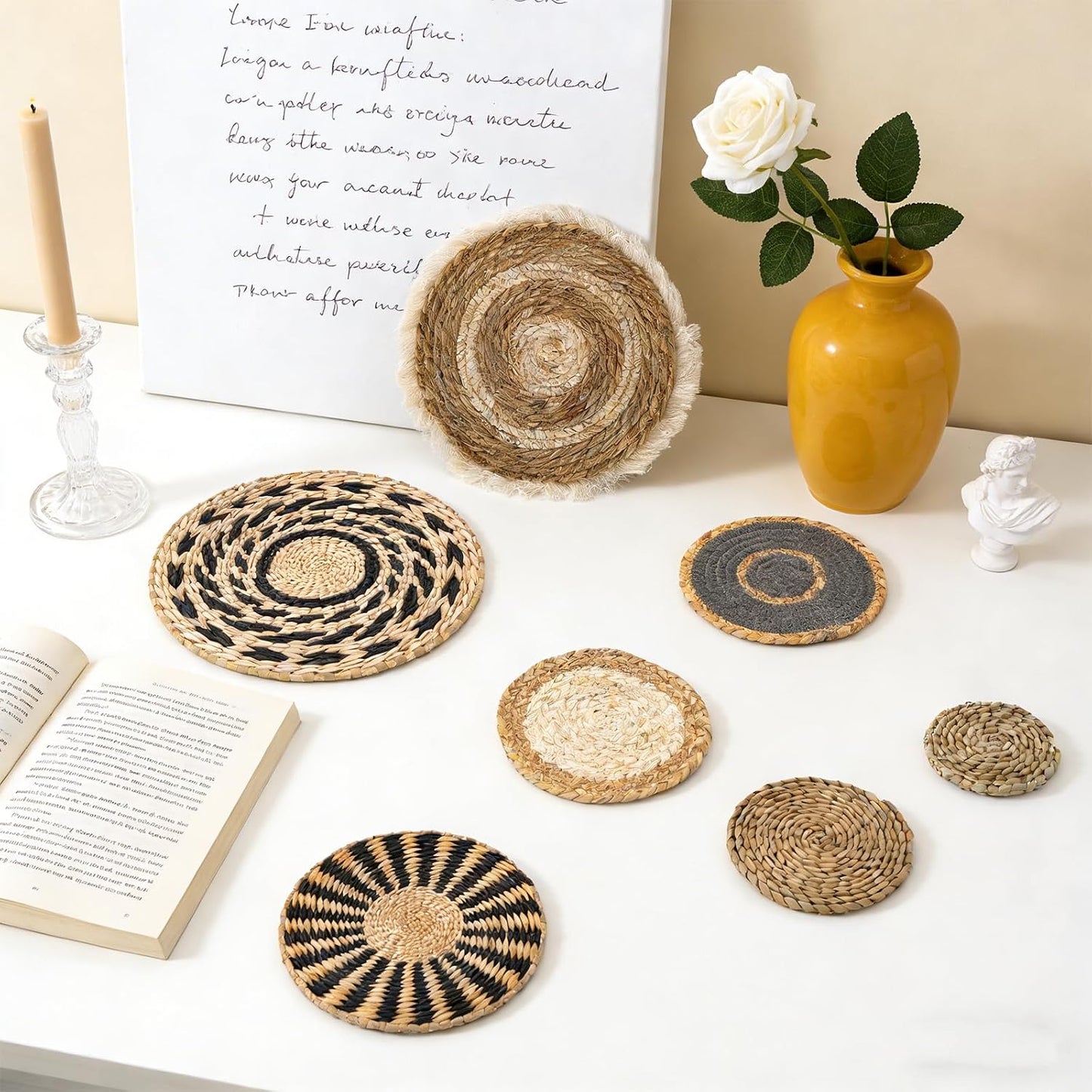 Boho Wall Basket Decor / Black / Set of 7