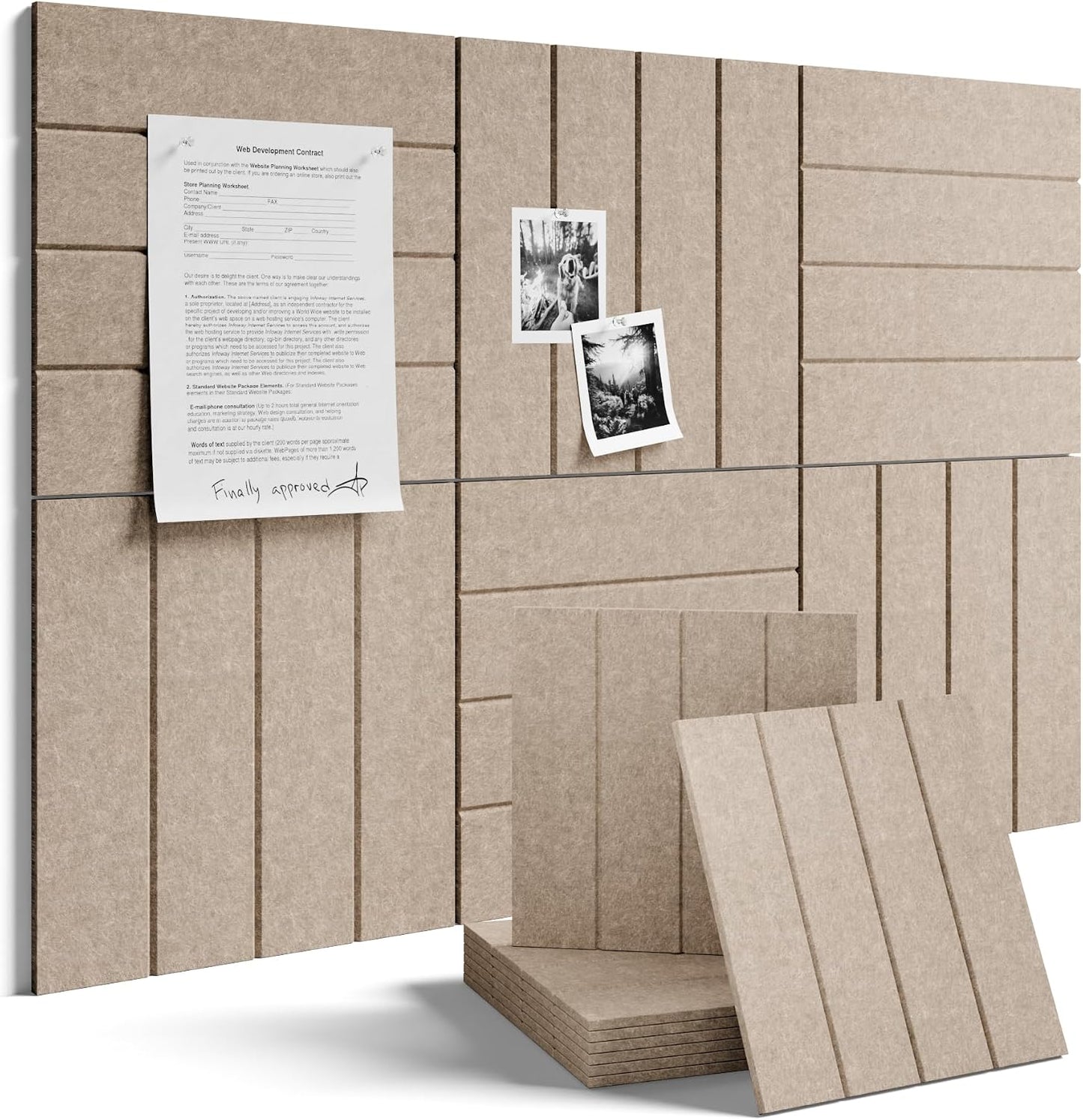 Fluxynara 36" x 24" Large Felt Bulletin Board, Taupe