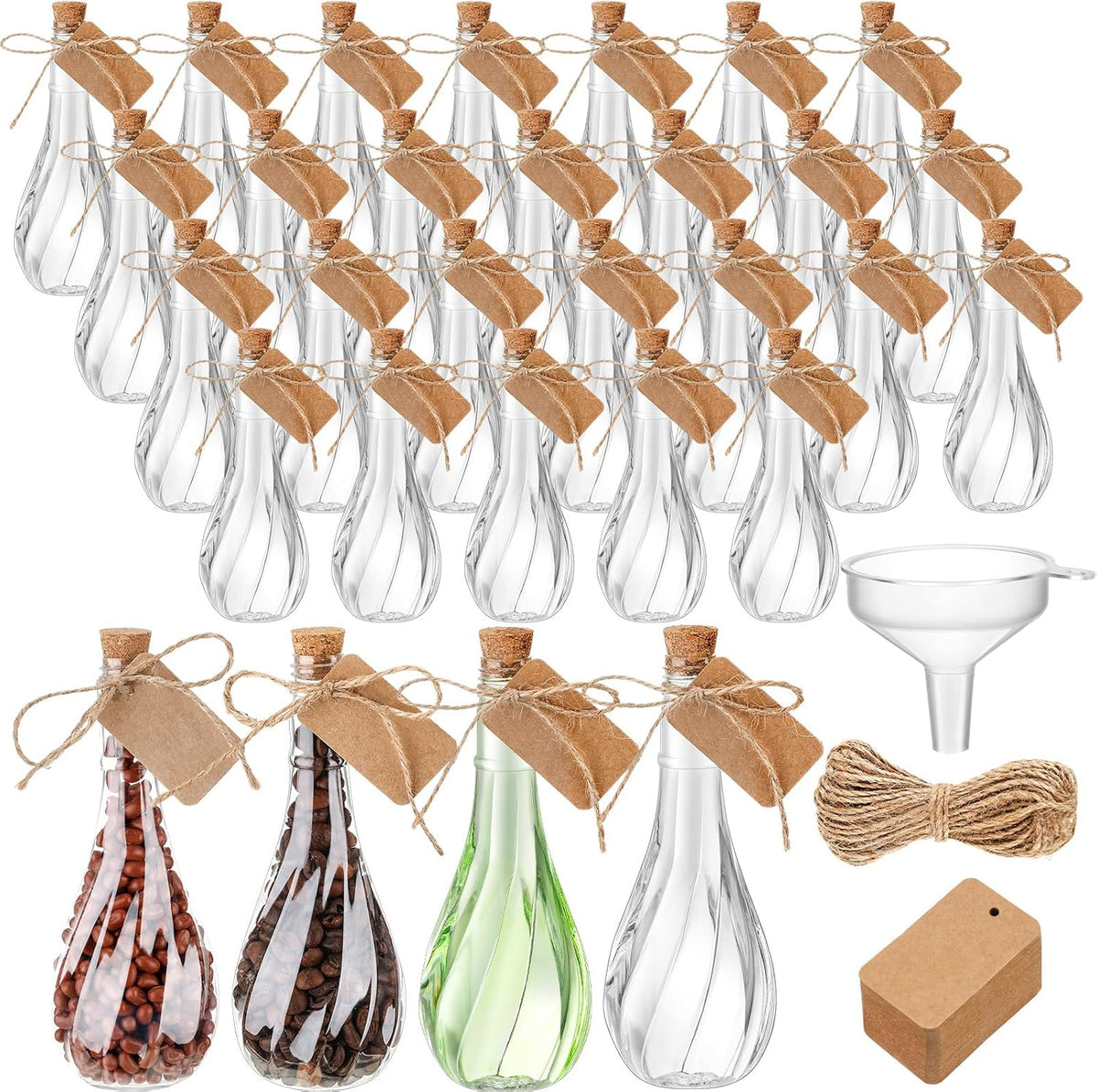 Lounsweer 30 Pack 5 oz Plastic Potion Bottles, Cork Stopper