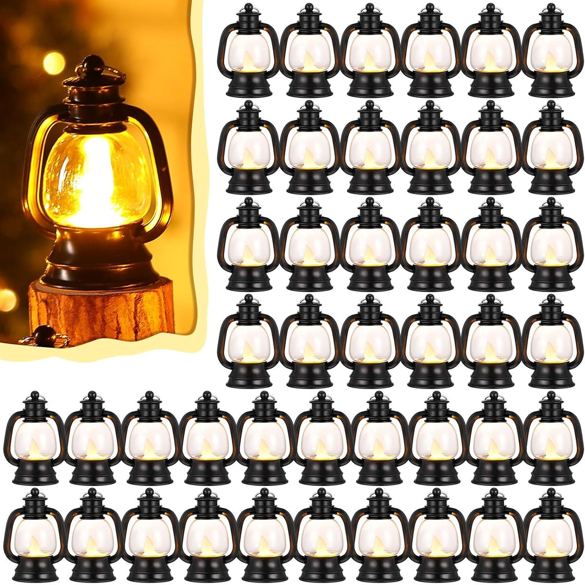 Ferraycle 120 Pcs Mini Lanterns Bulk 4 Inch Black Lamp Table Centerpieces