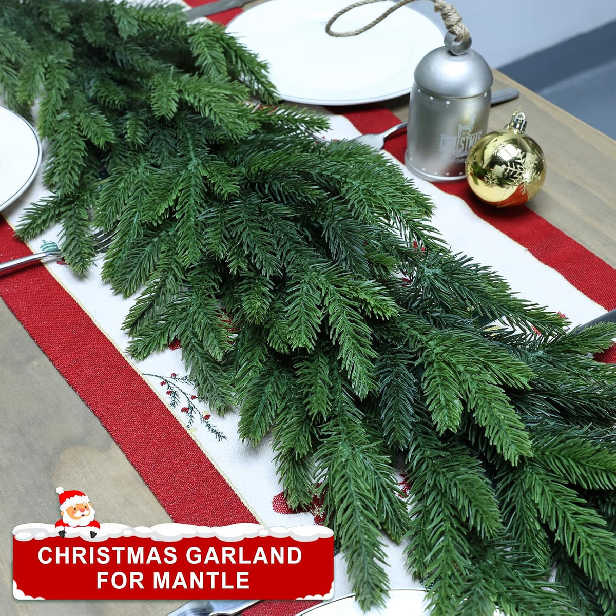 9Ft Christmas Garland Realistic Fuller,Natural Droopy,Bendable Mantle Garland for Table Mantle Wall, Garlands for