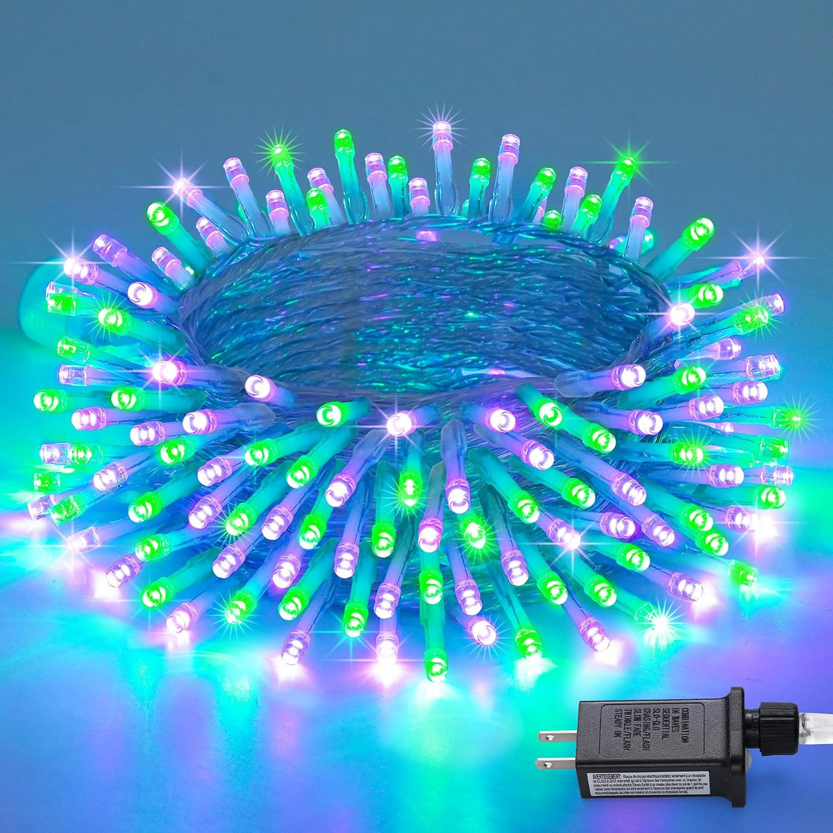 JMEXSUSS Connectable Purple and Green Halloween Lights Plug-in