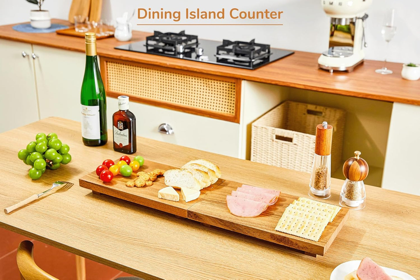 Medium 12" Acacia Wood Riser Pedestal Stand for Kitchen Counter | Farmhouse Wood Display Riser for Kitchen and Bathroom