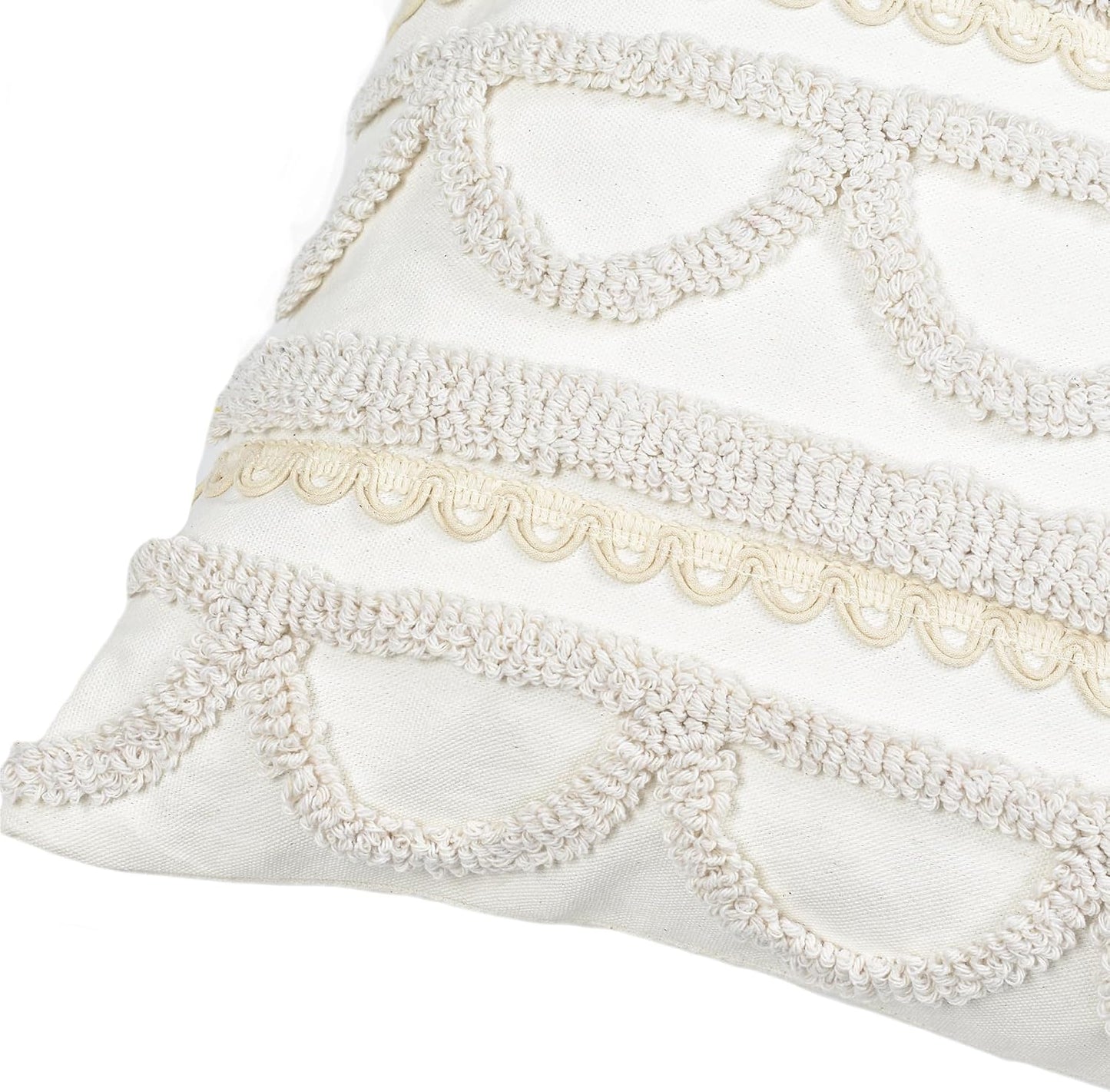 Boho Pillow Covers Boho Tufted Throw Pillow Covers Decorative Tassels Cushion / Boho Beige / 18 x 18