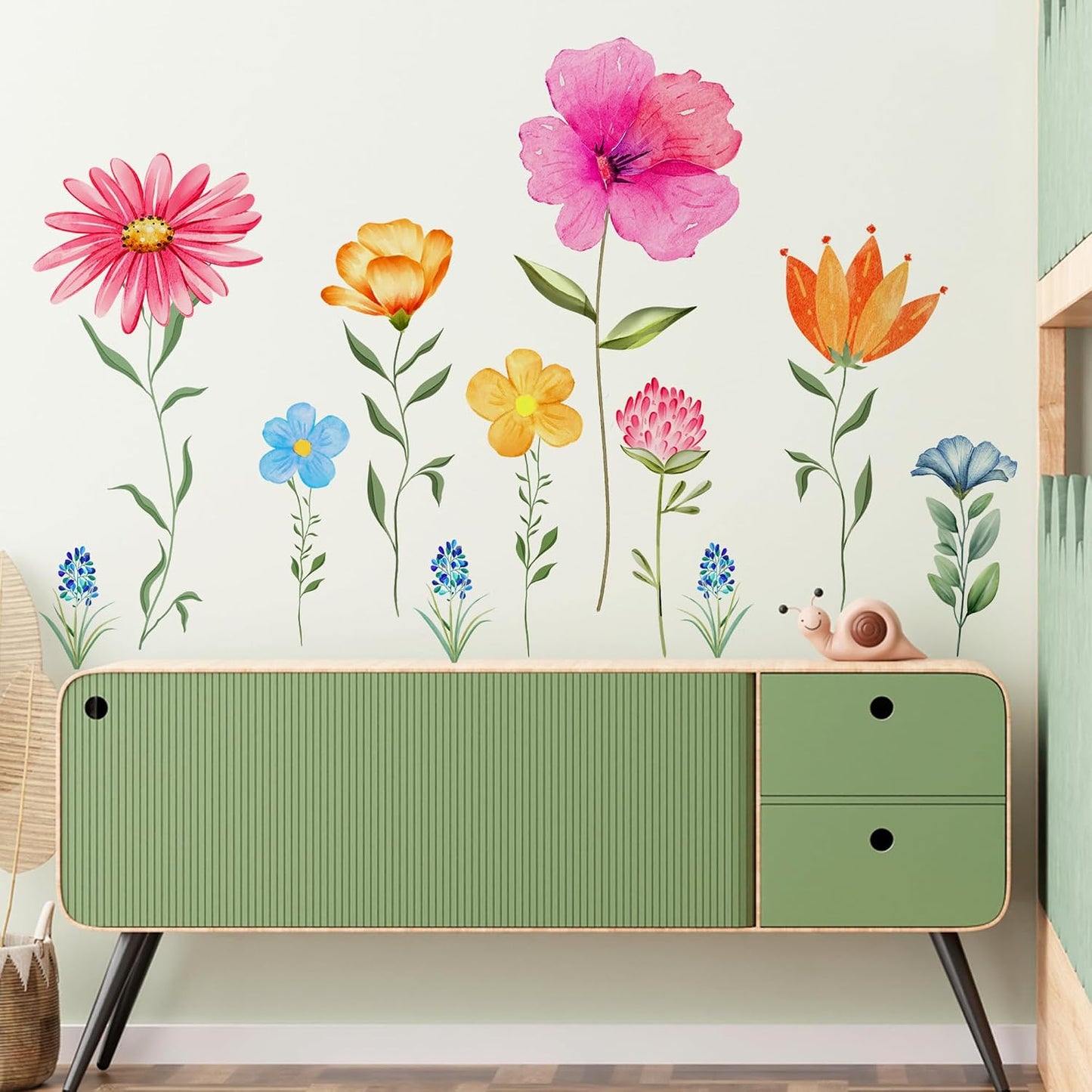Peel and Stick Floral Wall Decals for Nursery / Large Flower
