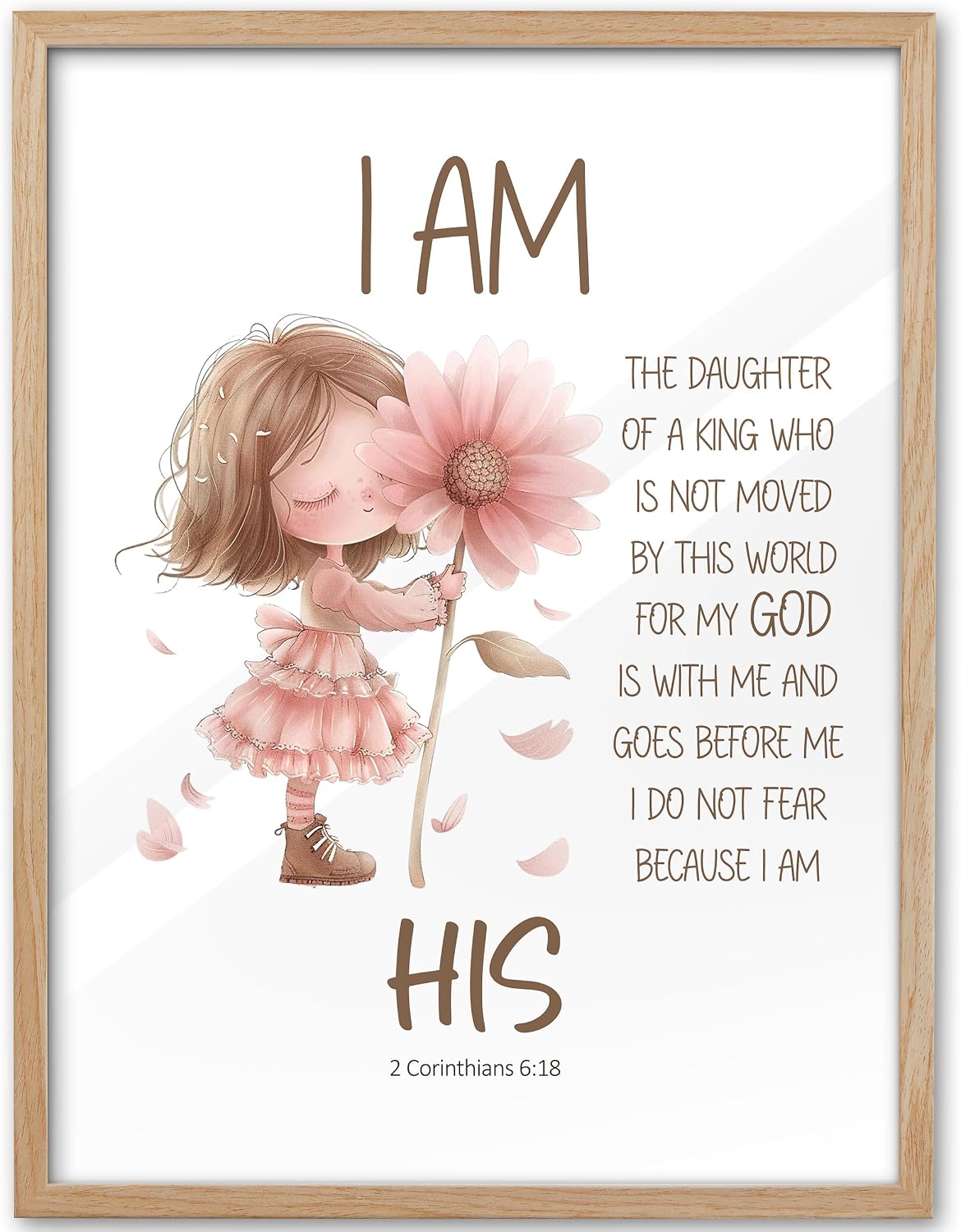 KensTro 12x16 Oak Framed 2 Corinthians 6:18 Scripture Wall Art