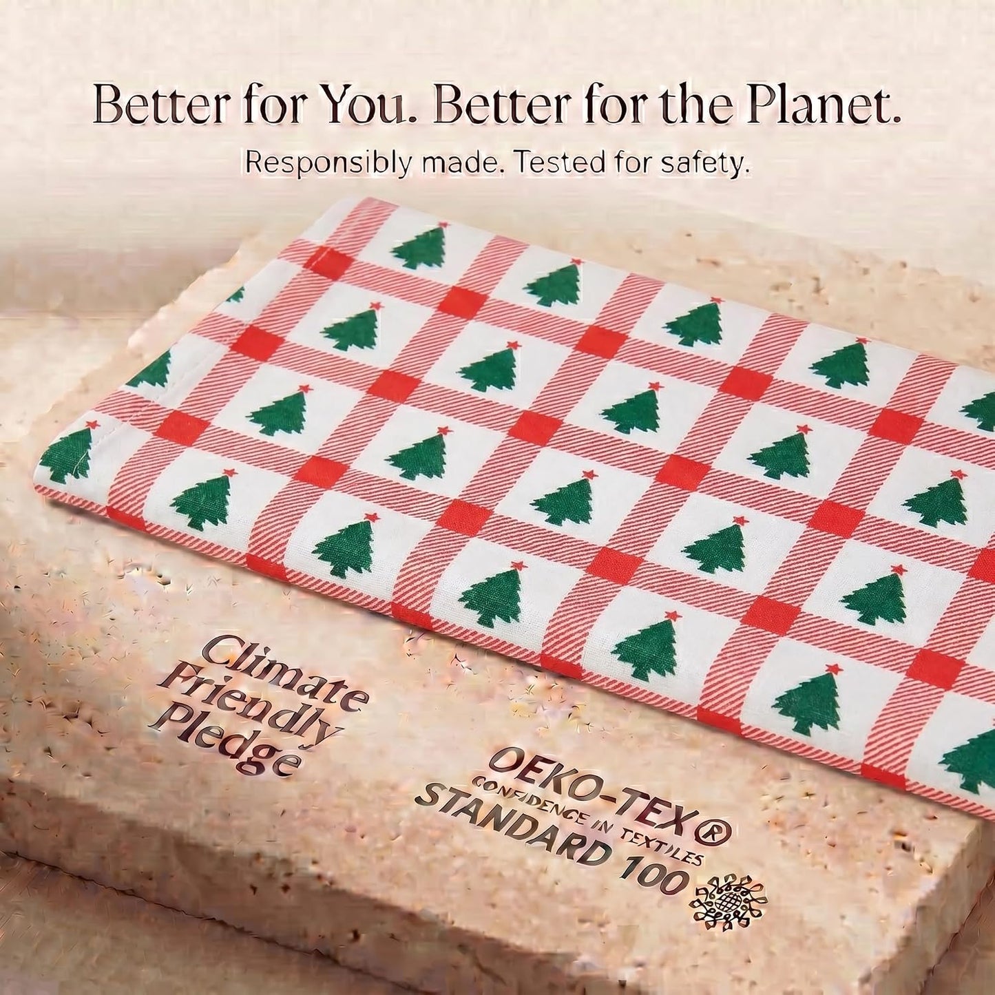 Urban Villa Kitchen Towel Cotton Dish Towel 20”x30” (Set of 6) Christmas Tree