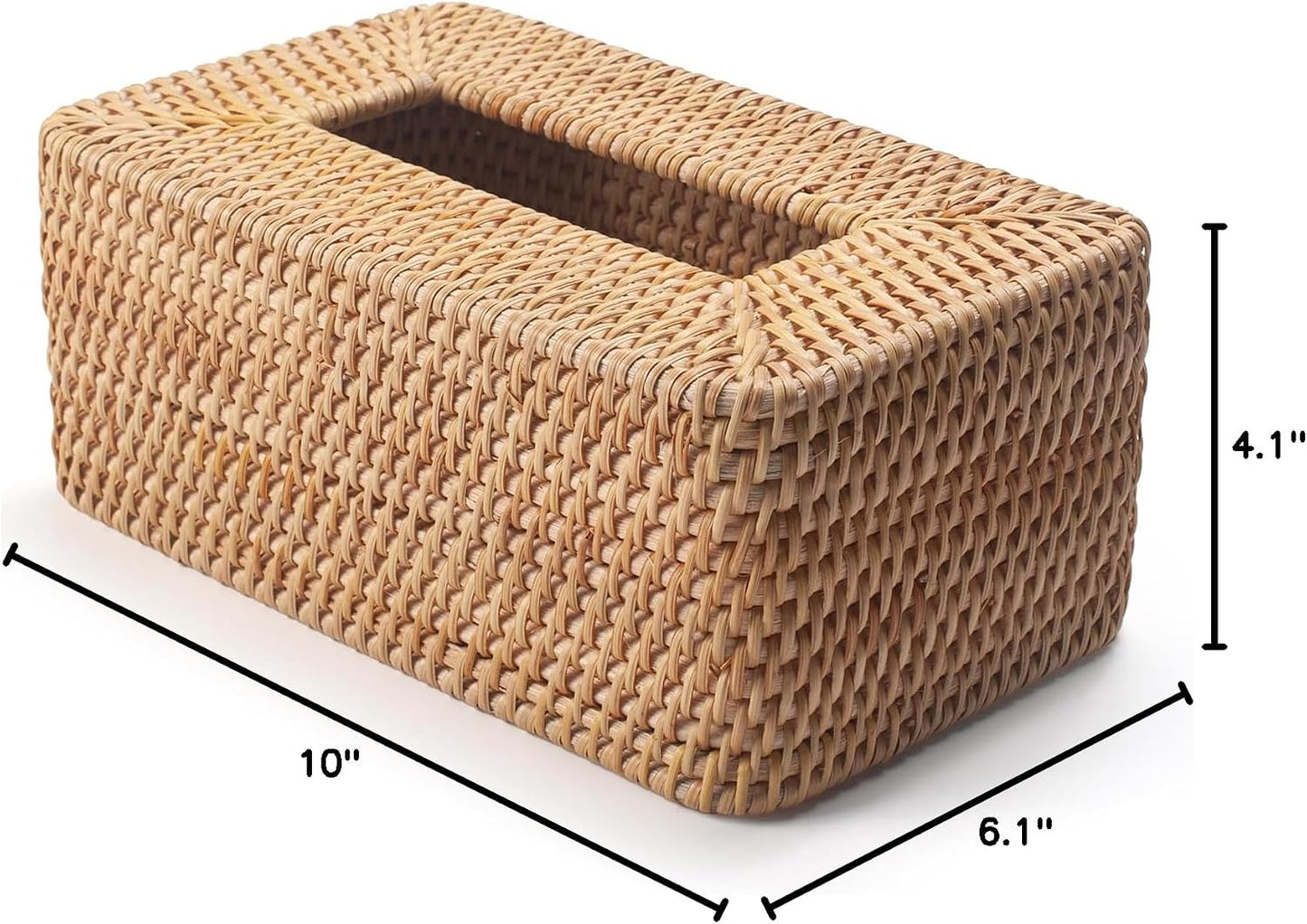 Rattan Tissue Box Cover Woven Facial Napkin Holder Rectangular / Natural / 10 x 6.1 x 4.1