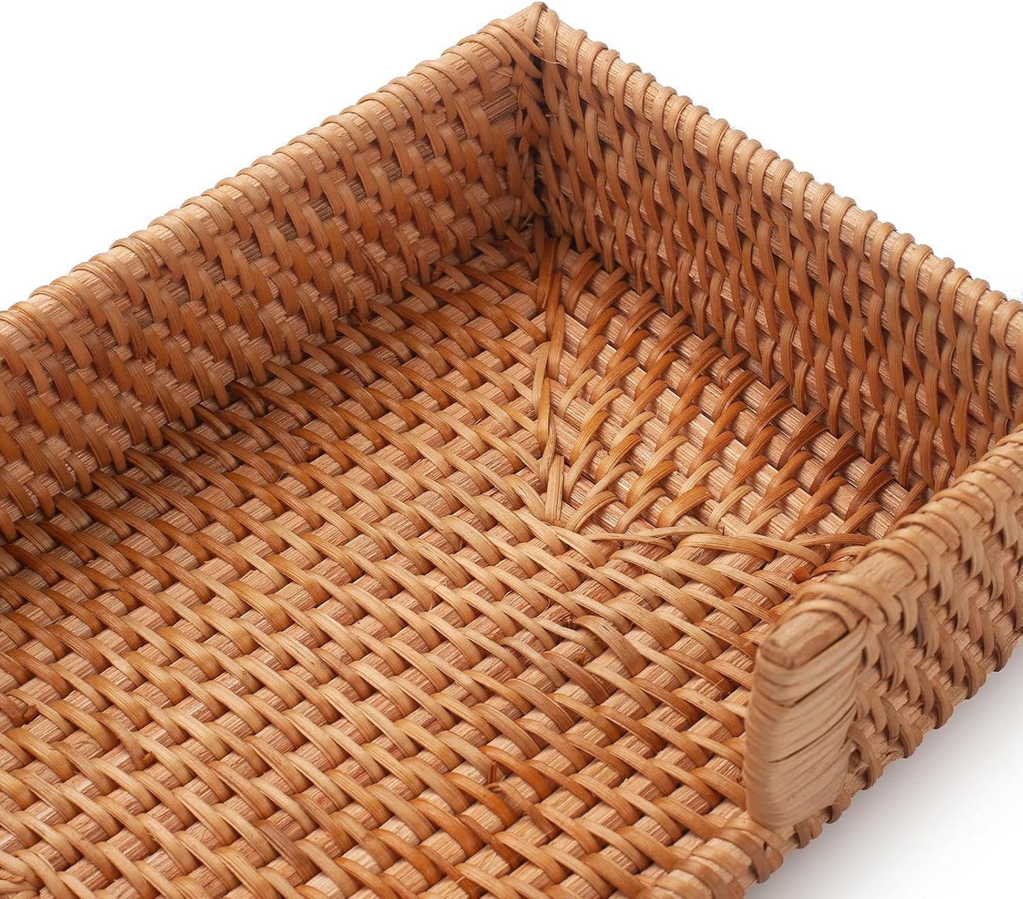 Rattan Napkin Holder Woven Flat Napkin Basket Tray / Rectangle / 9.5 x 5.5 x 2